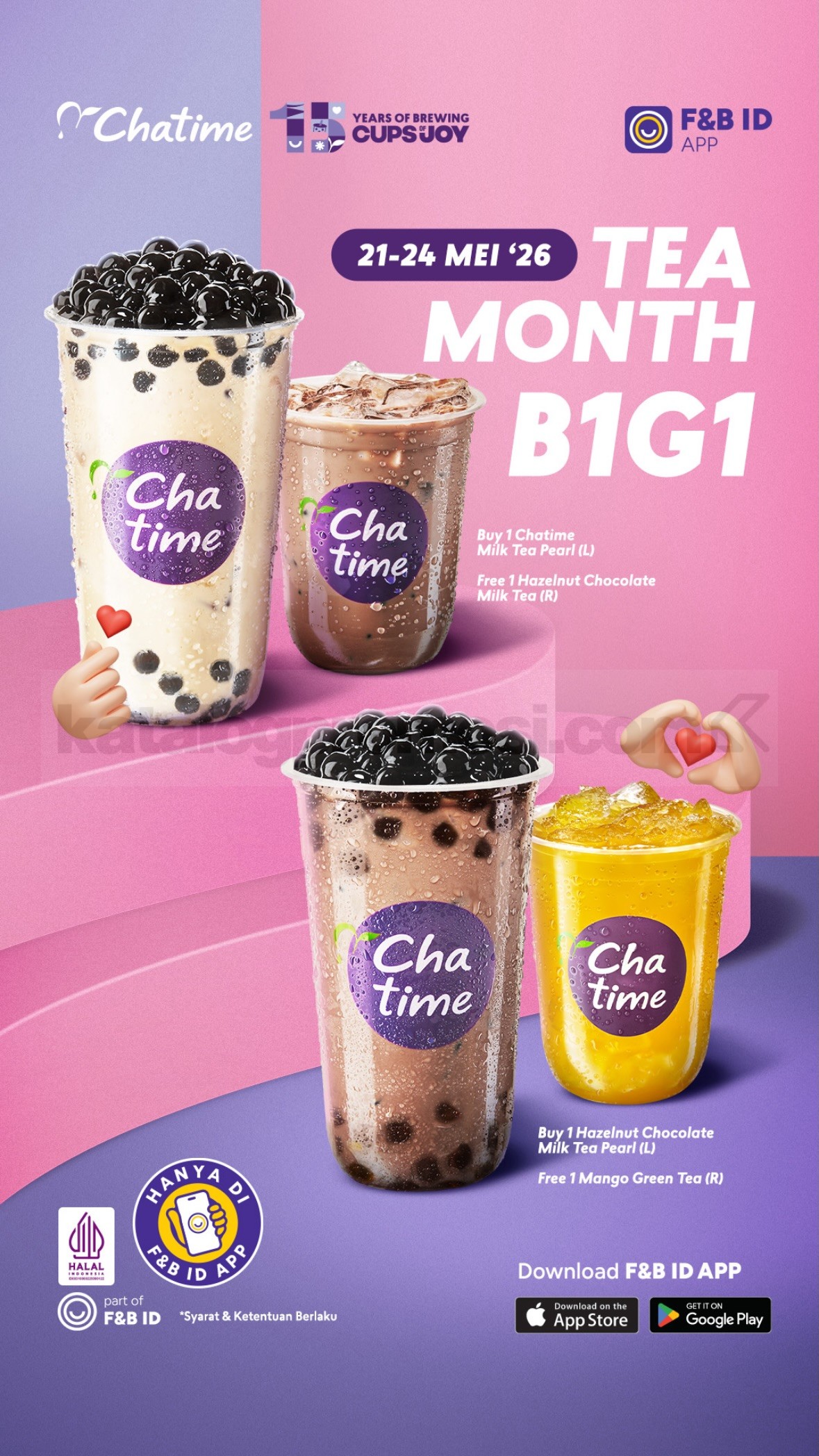 Promo Chatime Tea Month BELI 1 GRATIS 1 Promo Chatime Tea Month BELI 1 GRATIS 1 khusus F&B ID App dengan gratis minuman pilihan