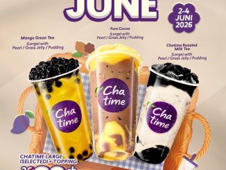 Promo Chatime Welcome June Large Drink + Topping Rp. 23.000 untuk Mango Green Tea, Pure Cocoa, dan Roasted Milk Tea