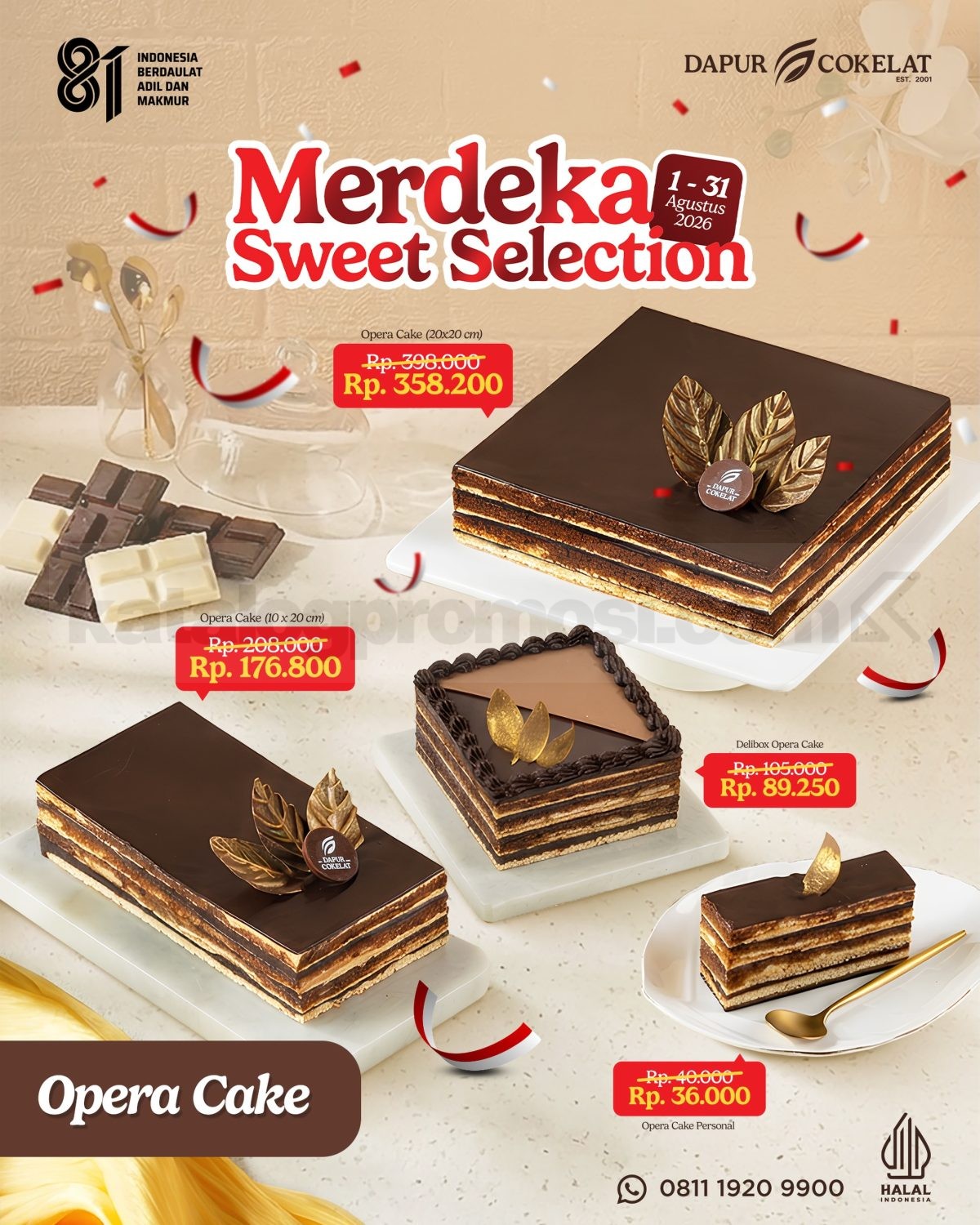 Promo Dapur Cokelat Merdeka Sweet Selection Mulai Rp36.000 Promo Dapur Cokelat Merdeka Sweet Selection diskon Opera Cake Agustus 2026 mulai Rp36.000.