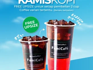 Promo FamilyMart Kamis Kopi Free Upsize beli 2 cup kopi gratis ukuran lebih besar selama Juni 2026