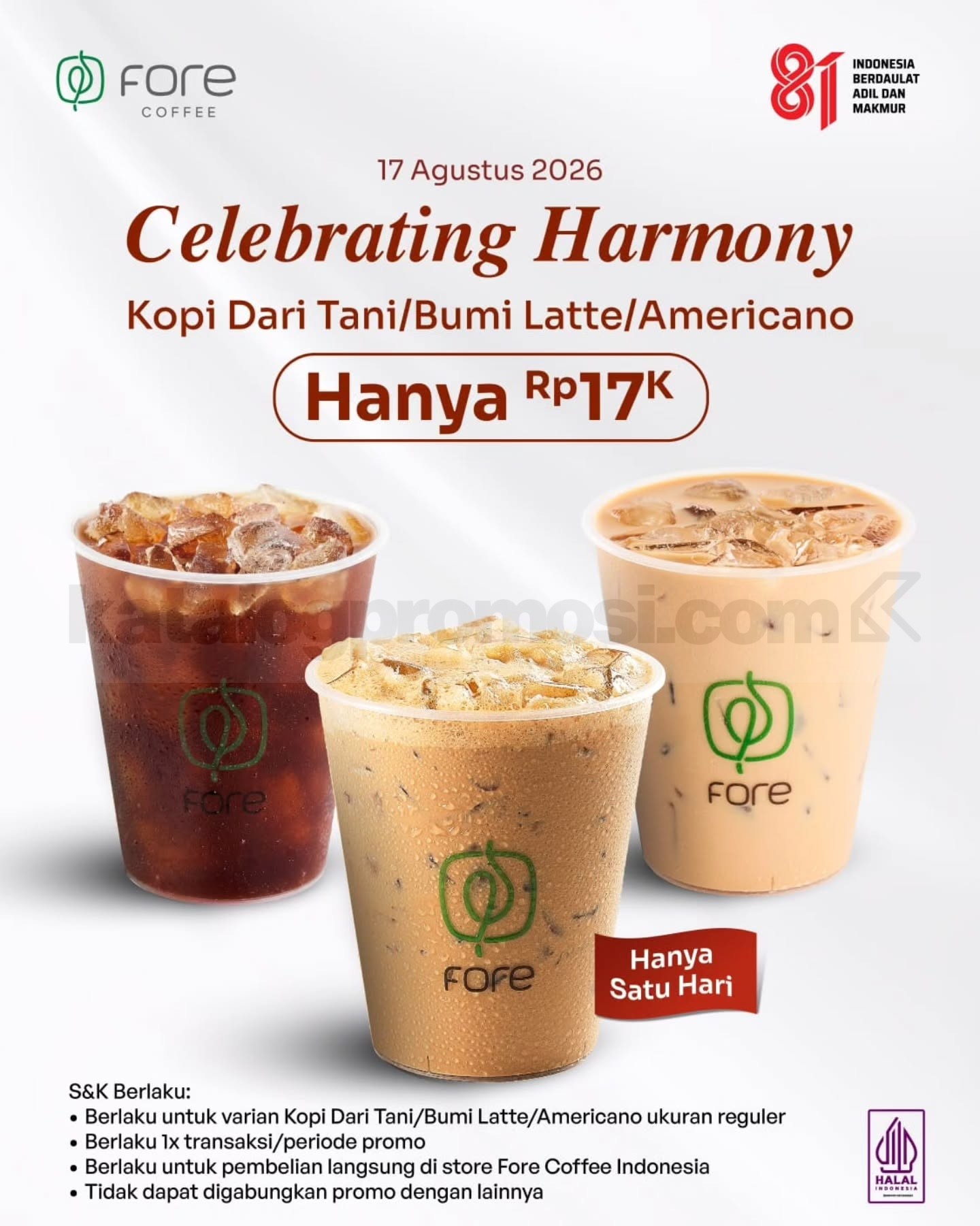 Promo Fore Coffee 17 Agustus Kopi Pilihan Cuma Rp17.000