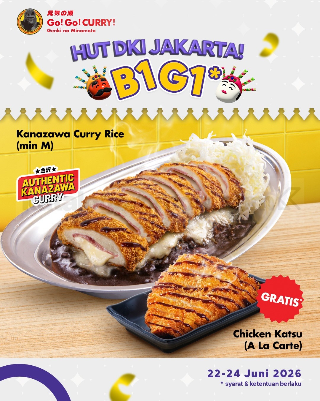 Promo Go! Go! Curry HUT Jakarta 499 BELI 1 GRATIS 1 Promo Go! Go! Curry HUT Jakarta 499 BELI 1 GRATIS 1 gratis Chicken Katsu A La Carte