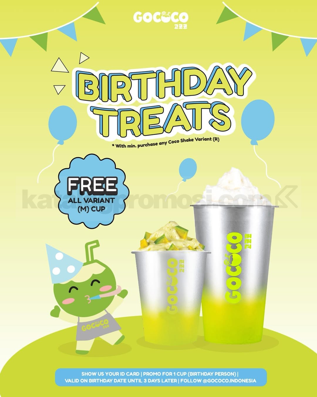 Promo GOCOCO Birthday Treats Gratis 1 Cup Semua Varian Promo GOCOCO Birthday Treats Gratis 1 Cup Semua Varian hadiah minuman gratis saat ulang tahun