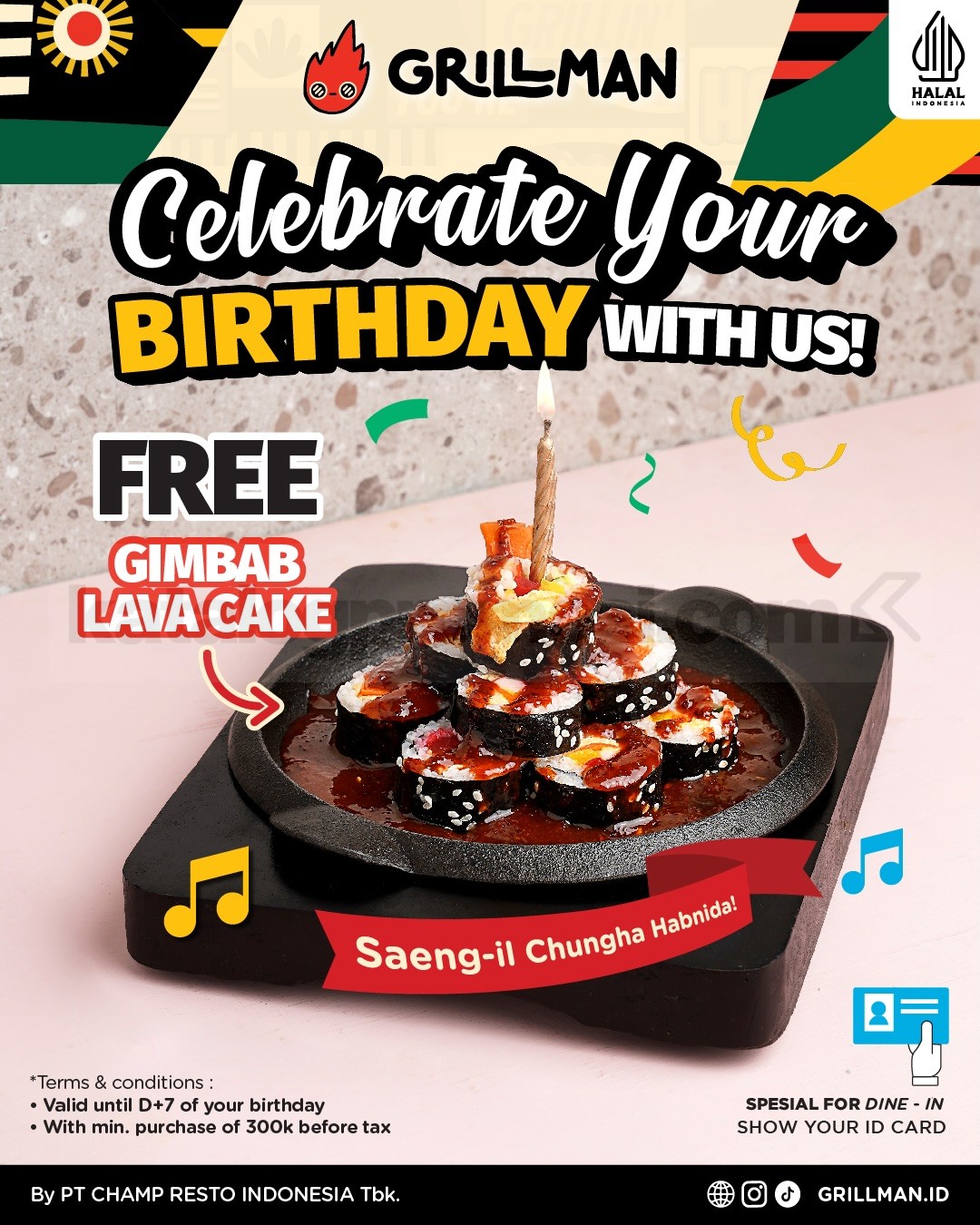 Promo Grillman Birthday Treats Gratis Gimbab Lava Cake Promo Grillman Birthday Treats gratis Gimbab Lava Cake untuk perayaan ulang tahun