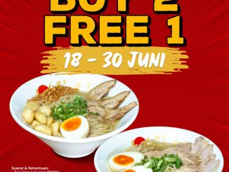 Promo Hakata Ikkousha Buy 2 Free 1 Ramen dan Side Dish dengan pilihan Dry Ramen, Karaage, atau Gyoza