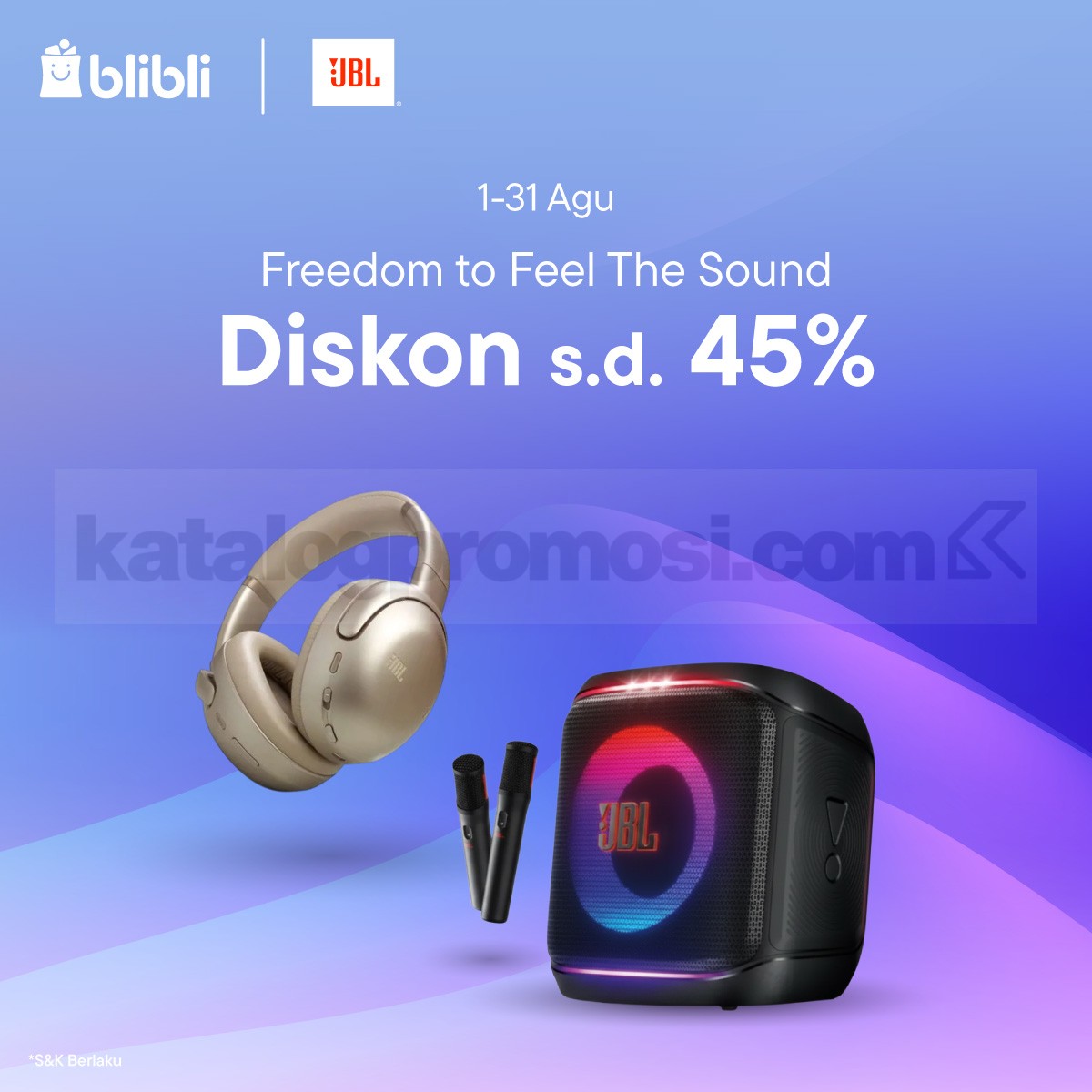 Promo JBL Blibli Diskon hingga 45% Promo JBL Blibli diskon hingga 45% untuk headphone dan speaker audio premium