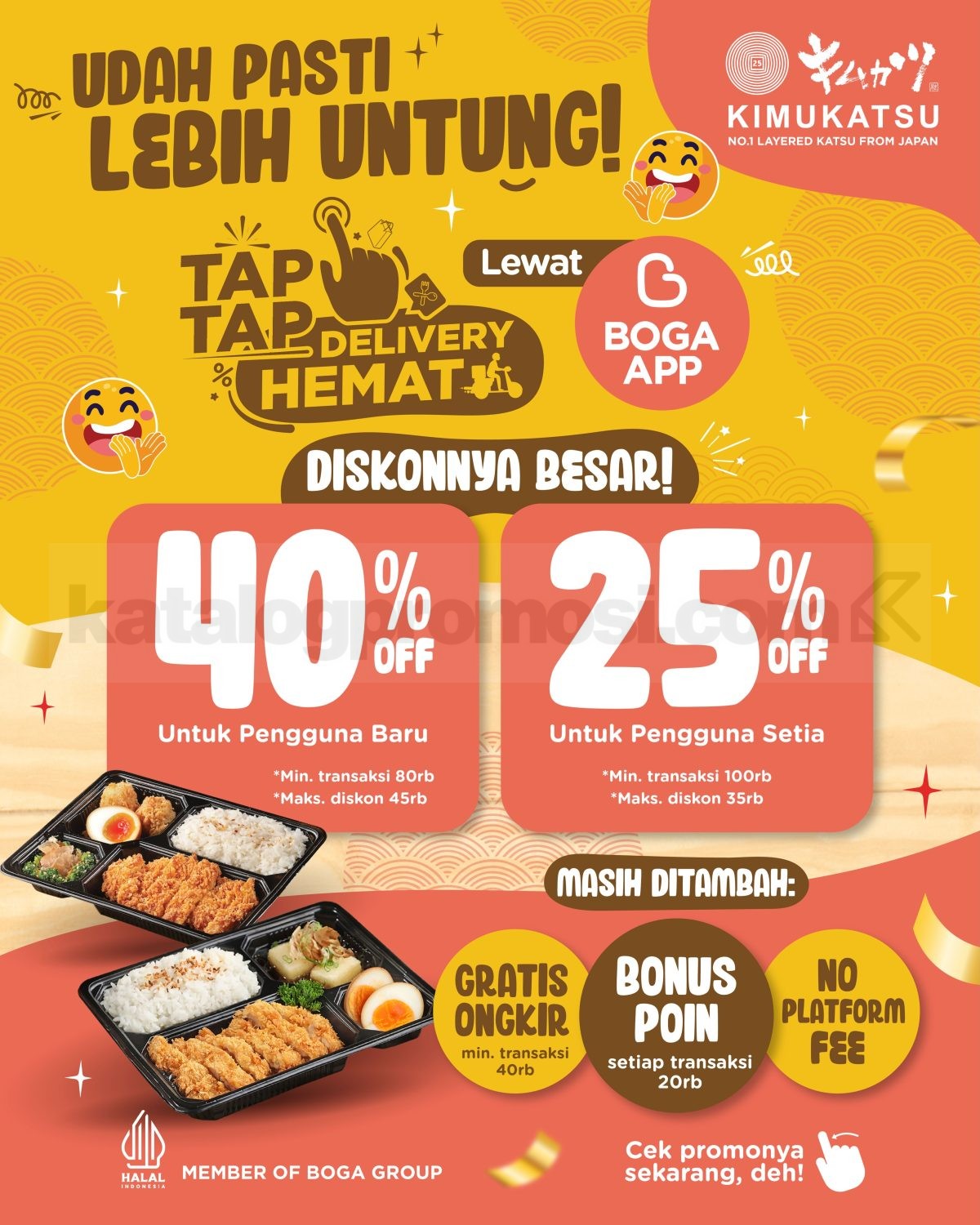 Promo Kimukatsu Tap Tap Delivery Diskon hingga 40% Promo Kimukatsu Tap Tap Delivery Diskon hingga 40% gratis ongkir dan bonus poin Boga App