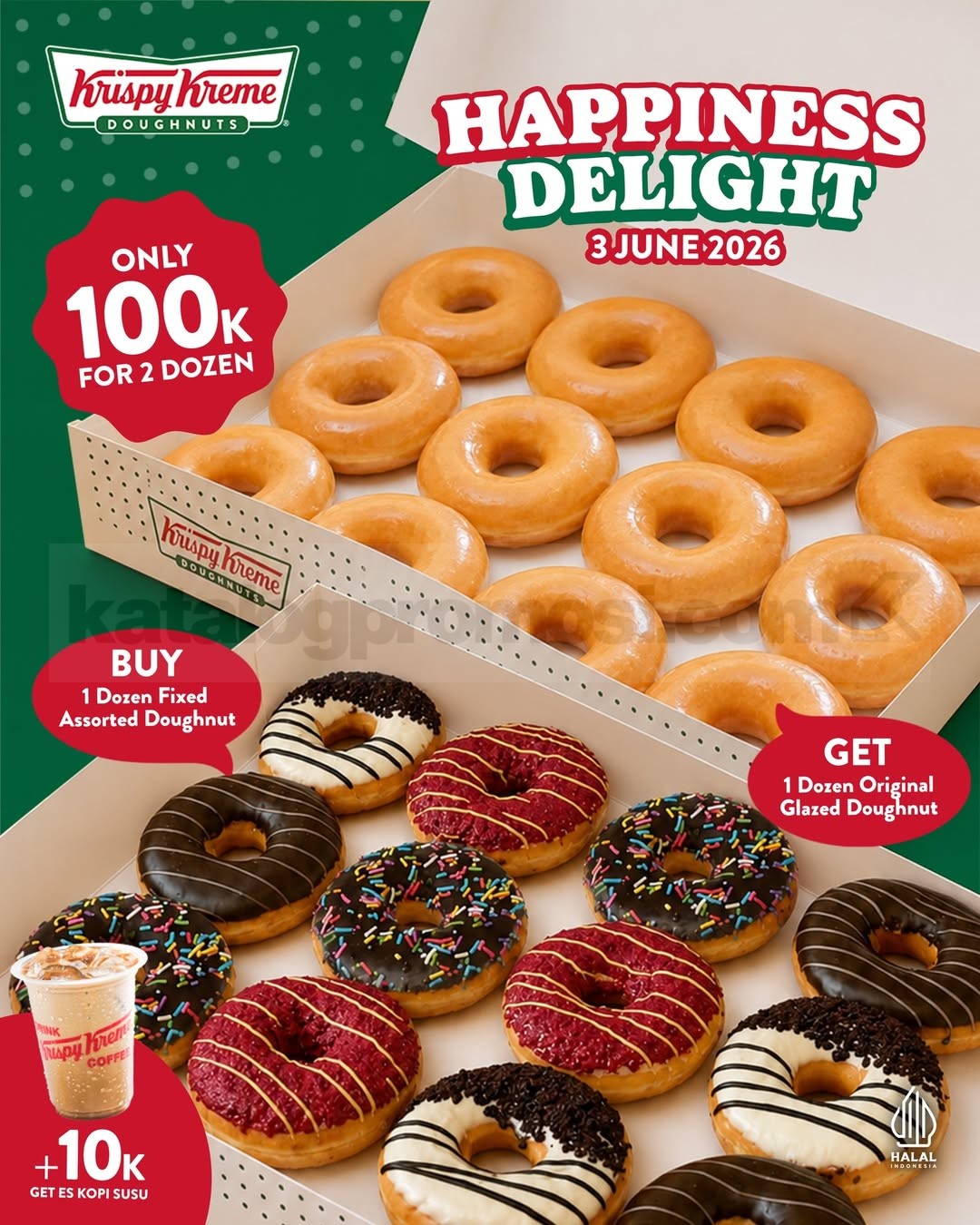 Promo Krispy Kreme Happiness Delight 2 Lusin Rp. 100.000 Promo Krispy Kreme Happiness Delight 2 Lusin Rp. 100.000 dengan bonus 1 lusin Original Glazed