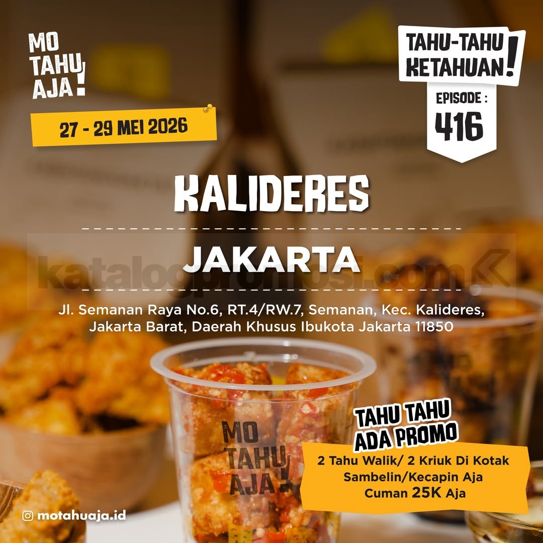 Promo Mo Tahu Aja Opening Kalideres 2 Box Rp. 25.000 Promo Mo Tahu Aja Opening Kalideres 2 Box Rp. 25.000 tahu kriuk dan tahu walik di Kalideres Jakarta