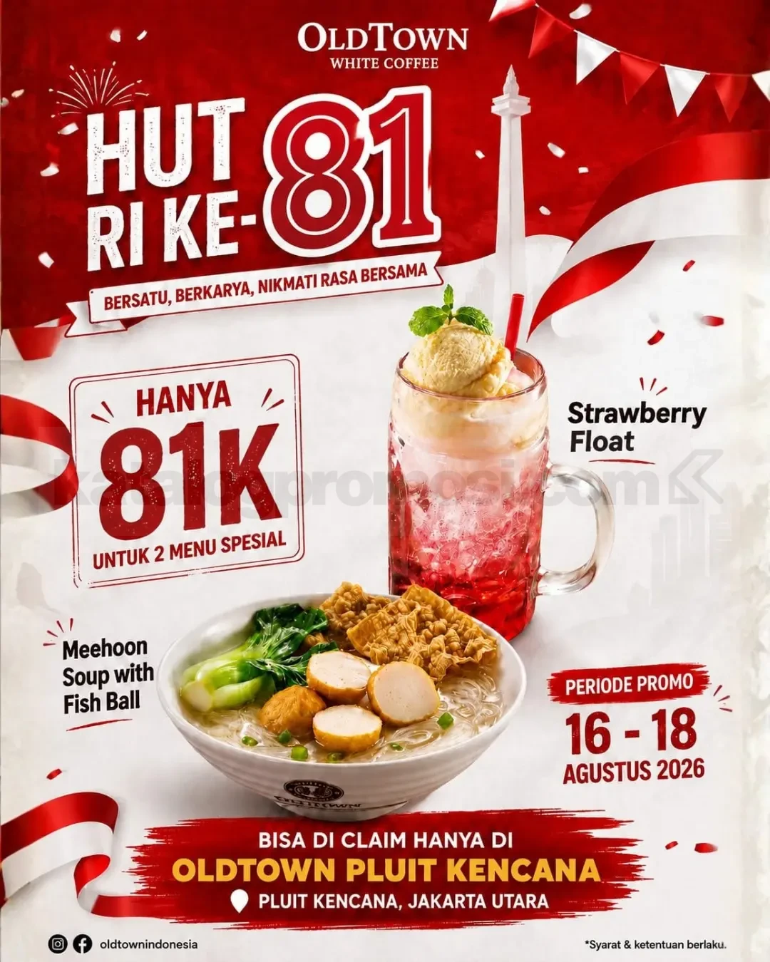 Promo OldTown White Coffee Merdeka Menu Spesial Rp81.000 Promo OldTown White Coffee Merdeka Menu Spesial Rp81.000 dengan Meehoon Soup dan Strawberry Float
