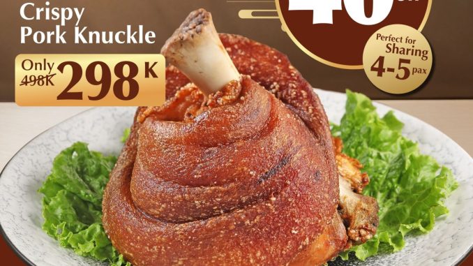 Promo Paradise Dynasty Cracking Weekend Crispy Pork Knuckle 40 persen off harga Rp. 298.000