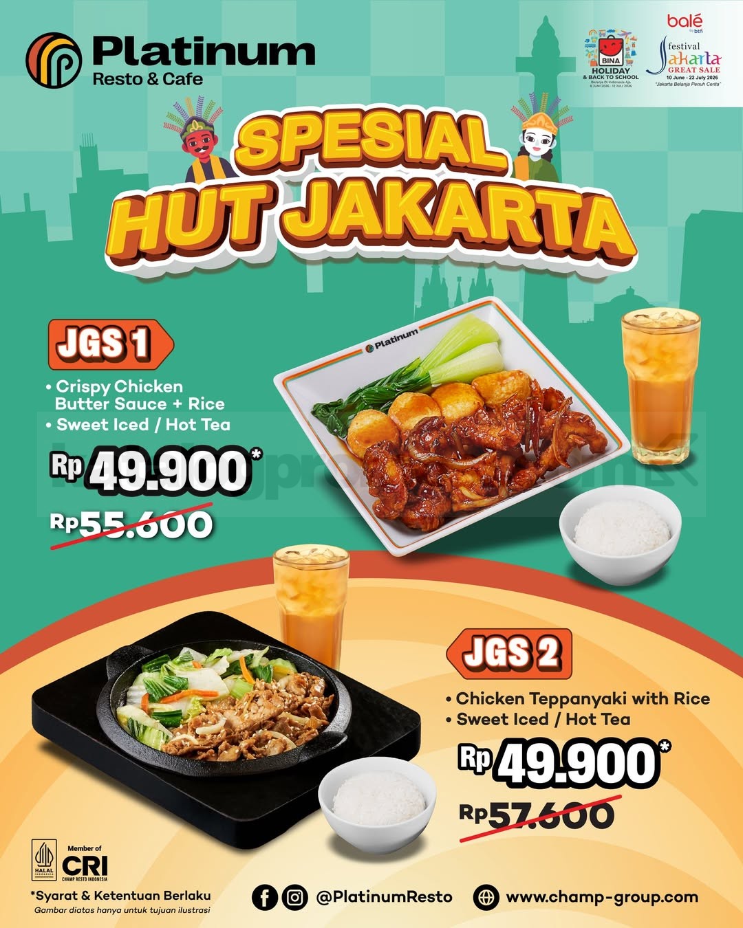 Promo Platinum Resto & Cafe HUT Jakarta Mulai Rp. 49.900 Promo Platinum Resto & Cafe HUT Jakarta Mulai Rp. 49.900 1