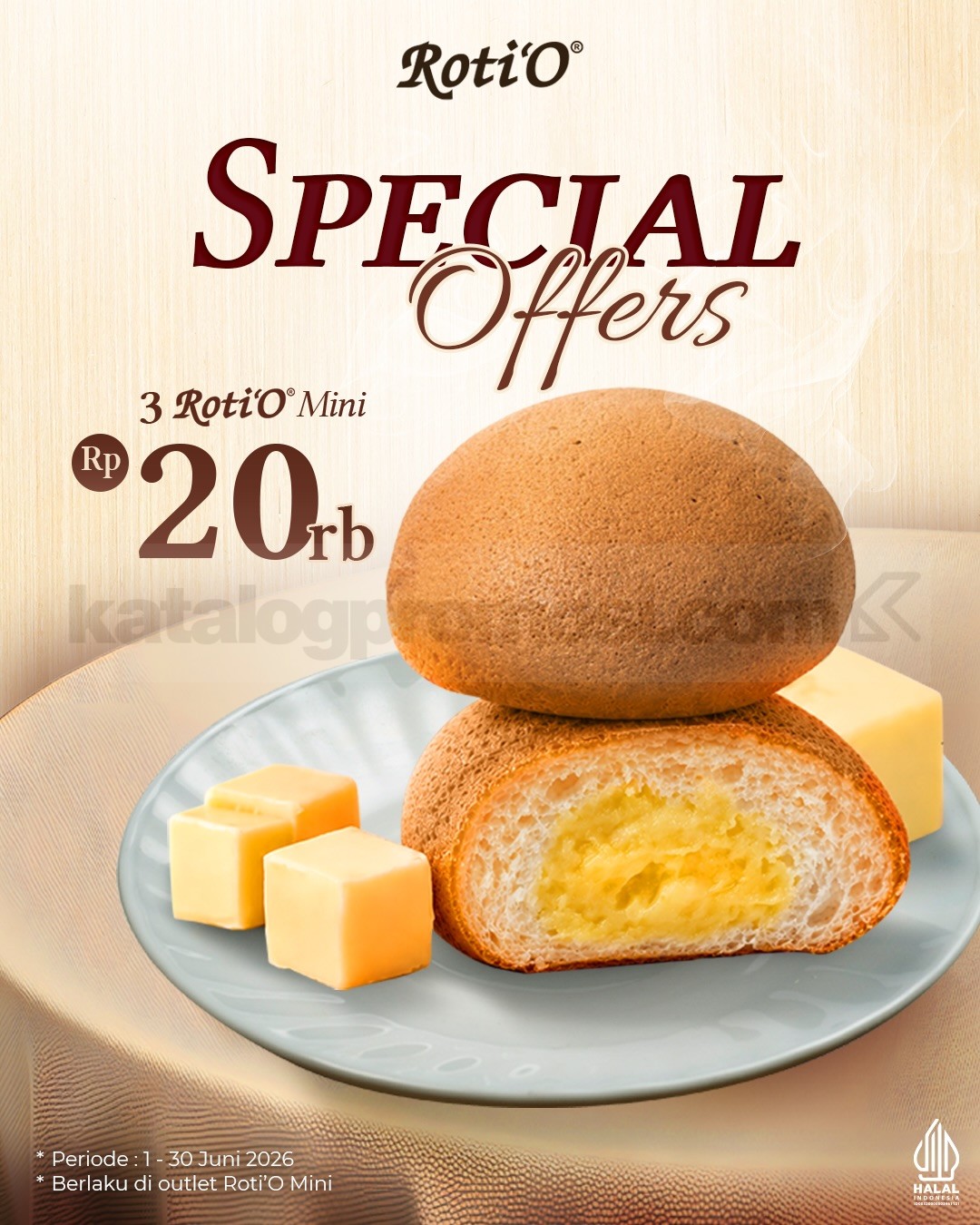 Promo Roti'O NEW! Roti'O Mini Mulai Rp. 20.000 Promo Roti'O NEW! Roti'O Mini mulai Rp. 20.000 untuk paket 3 dan 5 pcs selama Juni 2026