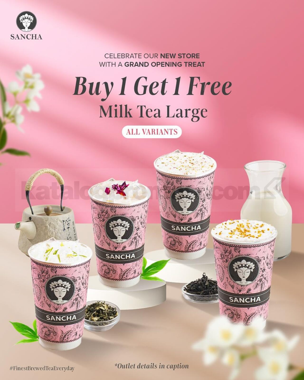 Promo Sancha Grand Opening Beli 1 Gratis 1 Milk Tea Promo Sancha Grand Opening Beli 1 Gratis 1 Milk Tea semua varian Large di Aeon Delta Mas