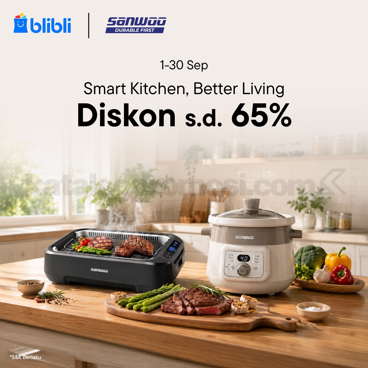 Promo Sanwoo Diskon hingga 65% Promo Sanwoo Diskon hingga 65% untuk berbagai peralatan dapur di Blibli