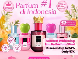 Promo Scarlett Whitening Eau De Parfum Diskon hingga 24% di Shopee harga mulai Rp. 57.000 periode Juni 2026