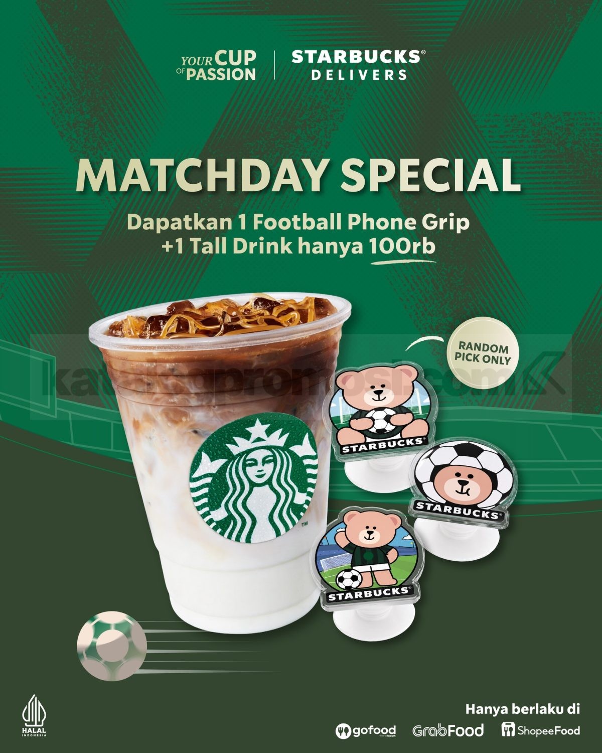 Promo Starbucks Bundle Tall Beverage + Bearista Phone Grip Rp. 100.000 Promo Starbucks Bundle Tall Beverage + Bearista Phone Grip Rp. 100.000 eksklusif di GoFood, GrabFood, dan ShopeeFood.