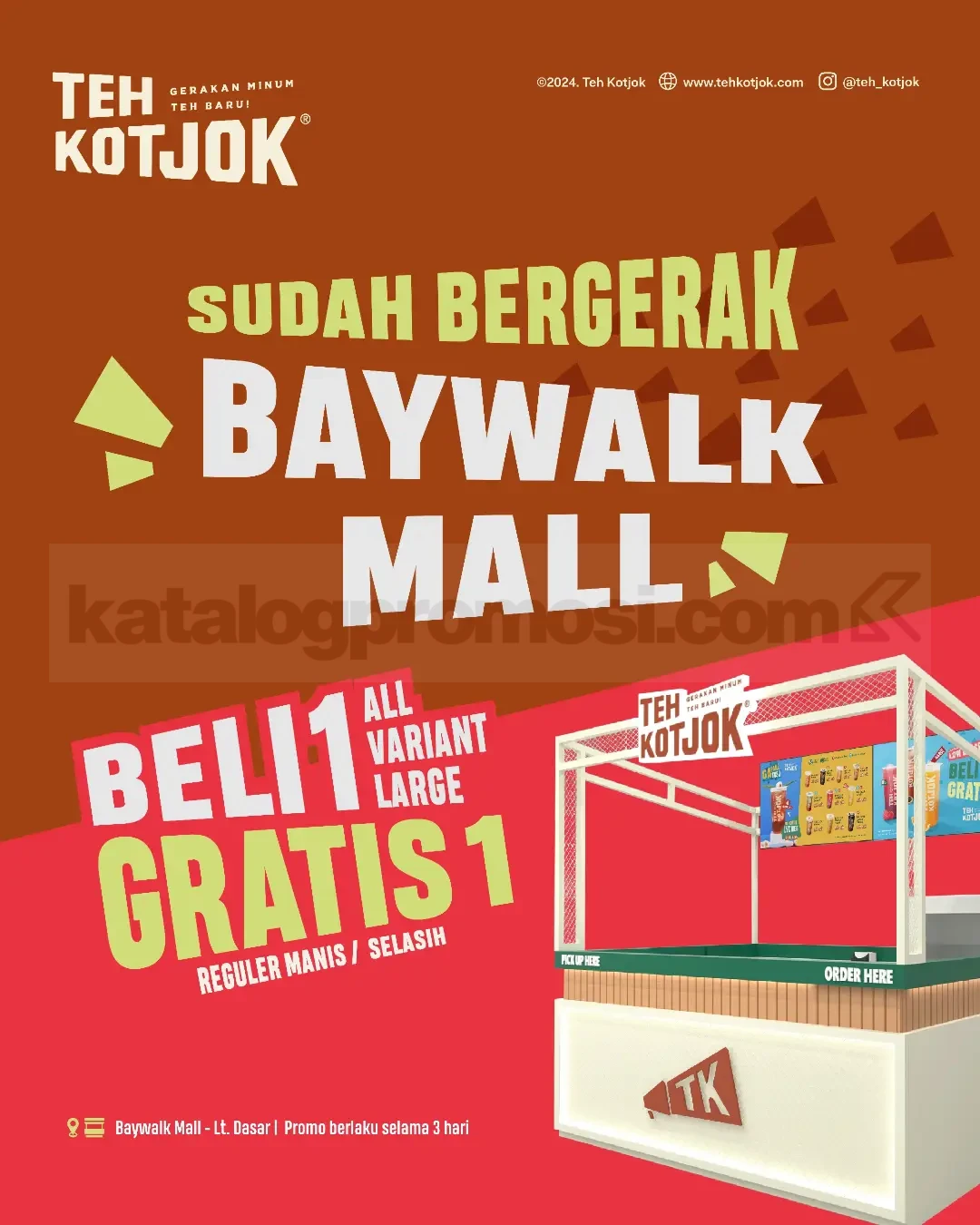 Promo Teh Kotjok Opening Baywalk Mall Beli 1 Gratis 1 Promo Teh Kotjok Opening Baywalk Mall Beli 1 Gratis 1 untuk pembelian All Variant Large beserta bonus Photocard Yuka.