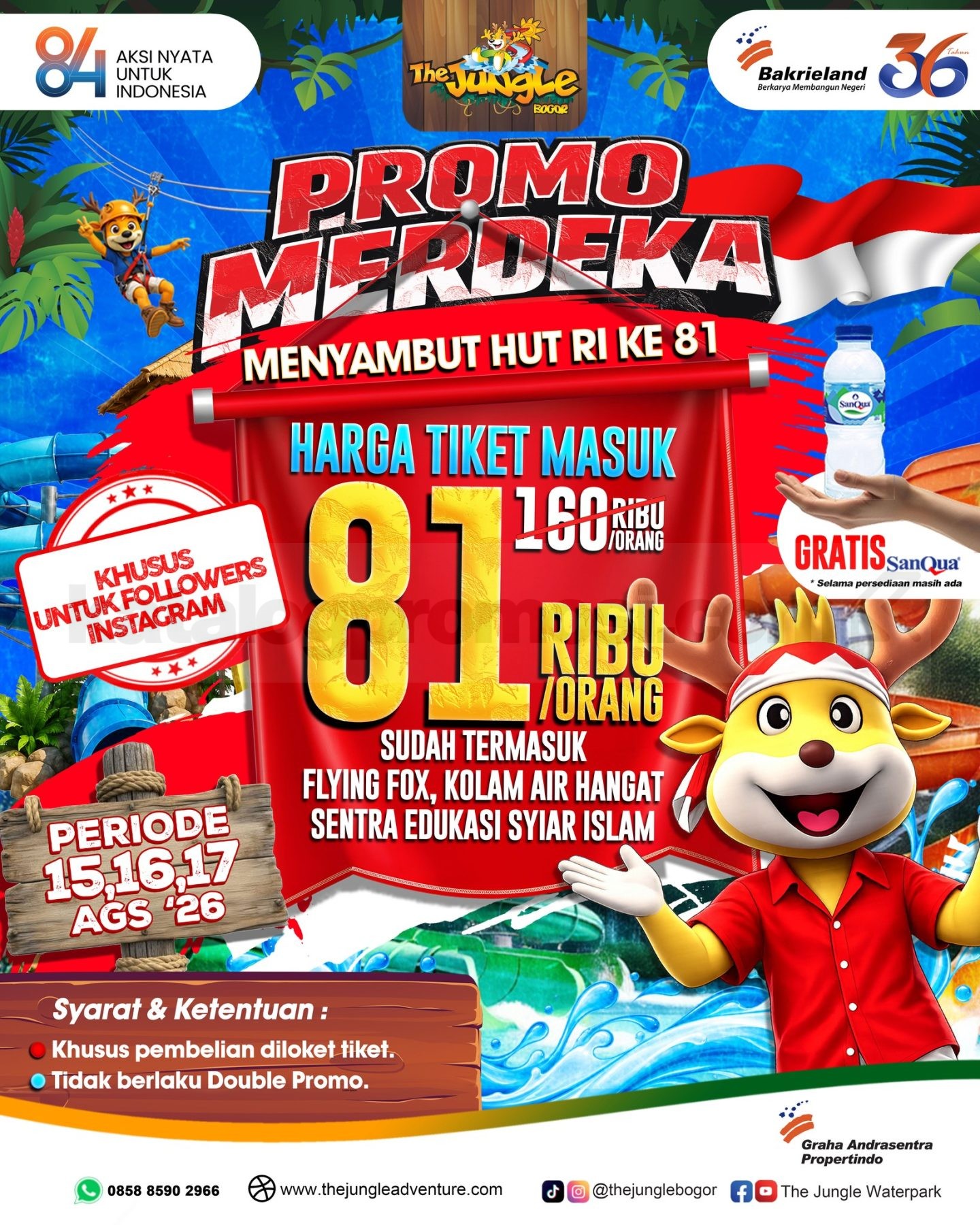 Promo The Jungle Merdeka HUT RI ke-81 Tiket Rp. 81.000 Promo The Jungle Merdeka HUT RI ke-81 tiket Rp. 81.000