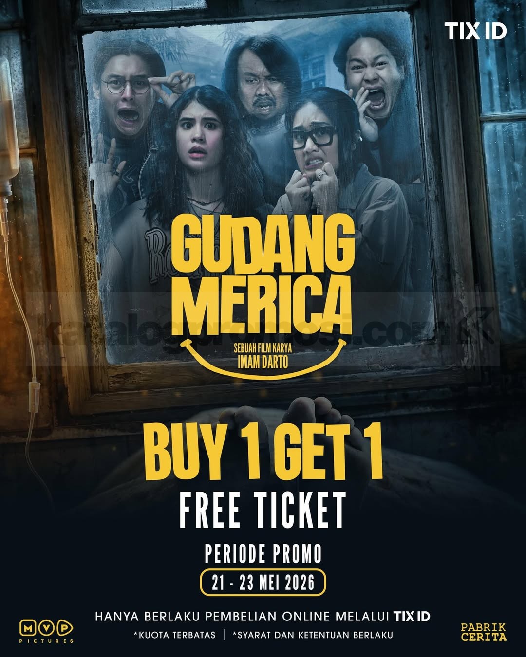 Promo TIX ID Beli 1 Gratis 1 Tiket Gudang Merica Promo TIX ID Beli 1 Gratis 1 Tiket Gudang Merica periode 21 Mei 2026 sampai 23 Mei 2026