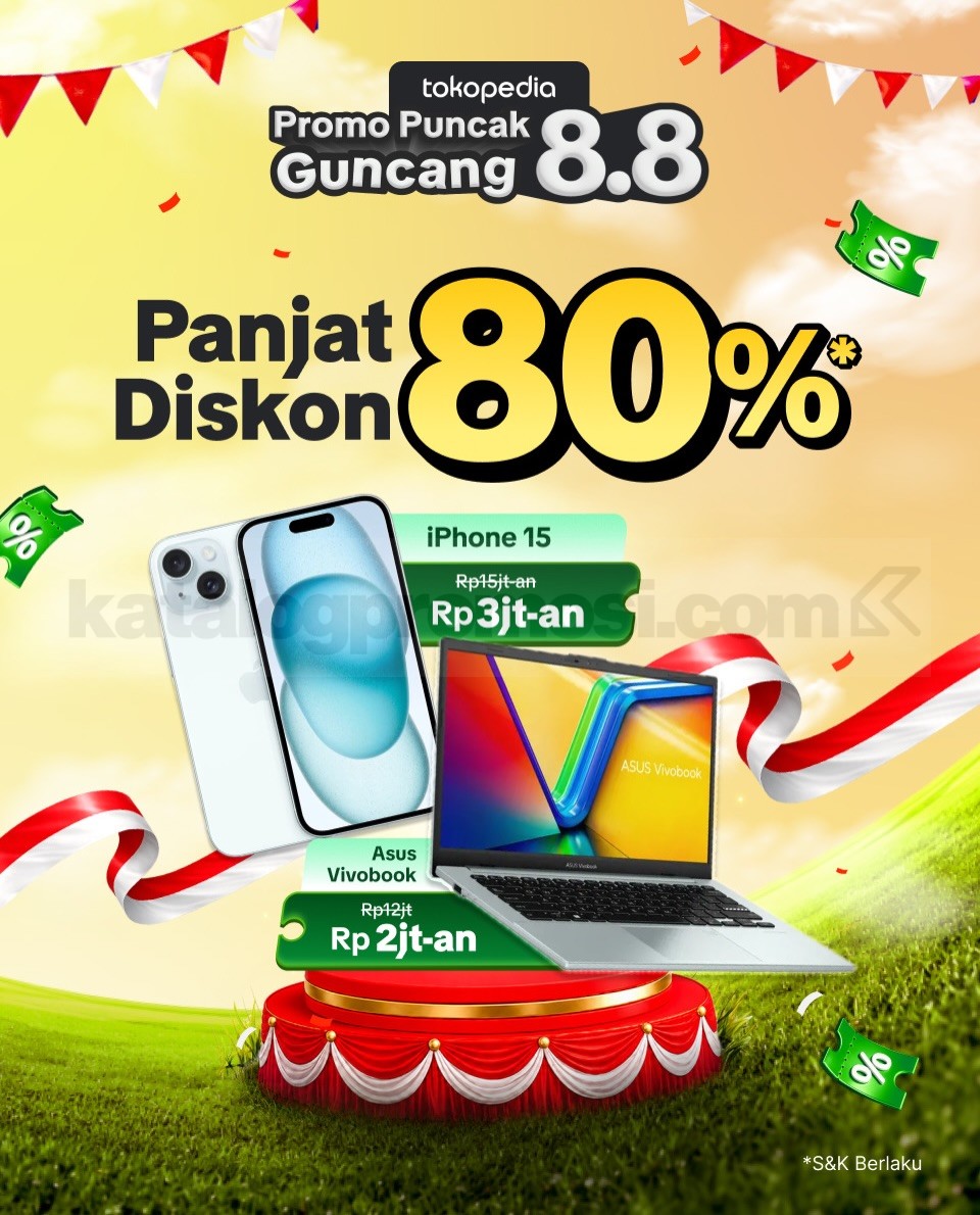 Promo Tokopedia Guncang 8.8 Flash Sale Rp8.000 & Diskon 80% Promo Tokopedia Guncang 8.8 Flash Sale Rp8.000 & Diskon 80% 3