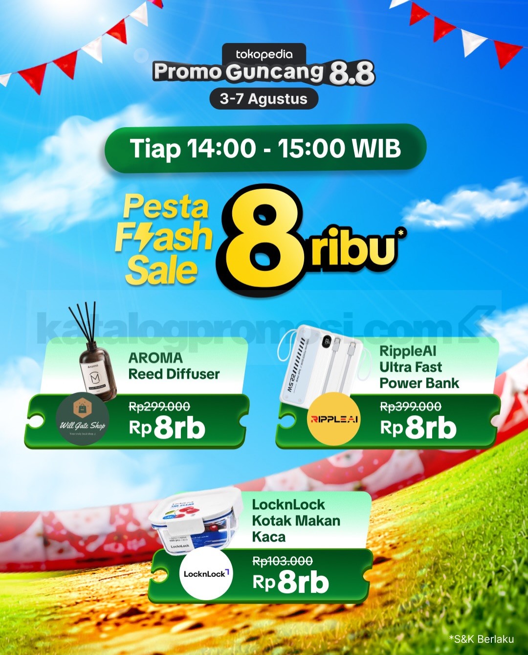 Promo Tokopedia Guncang 8.8 Flash Sale Rp8.000 & Diskon 80% Promo Tokopedia Guncang 8.8 Flash Sale Rp8.000 & Diskon 80% 6