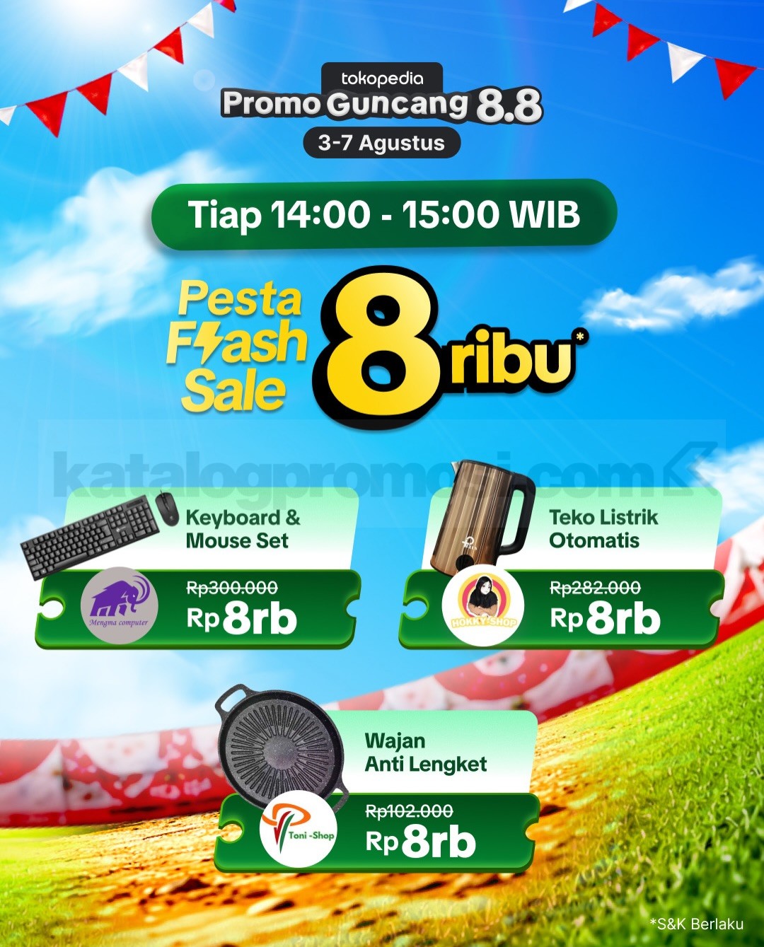 Promo Tokopedia Guncang 8.8 Flash Sale Rp8.000 & Diskon 80% Promo Tokopedia Guncang 8.8 Flash Sale Rp8.000 & Diskon 80% 7