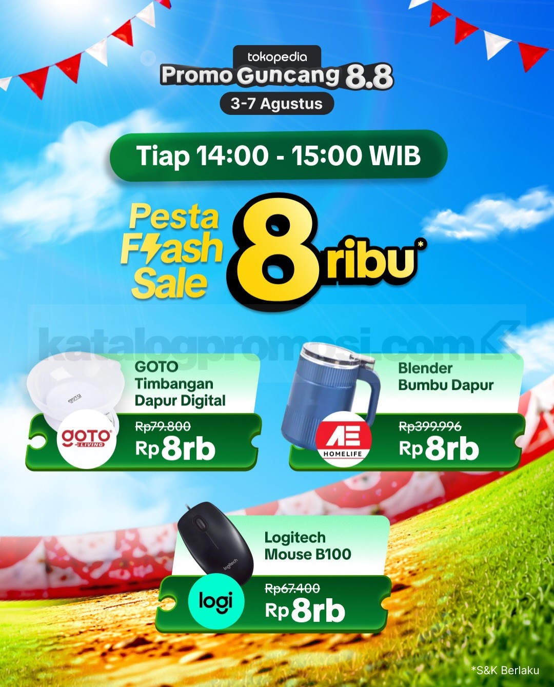 Promo Tokopedia Guncang 8.8 Flash Sale Rp8.000 & Diskon 80% Promo Tokopedia Guncang 8.8 Flash Sale Rp8.000 & Diskon 80% 9