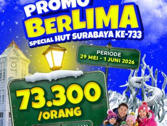 Promo Trans Snow World HUT Kota Surabaya Tiket Rp. 73.300 untuk pembelian 5 tiket termasuk Chairlift dan sepatu boots