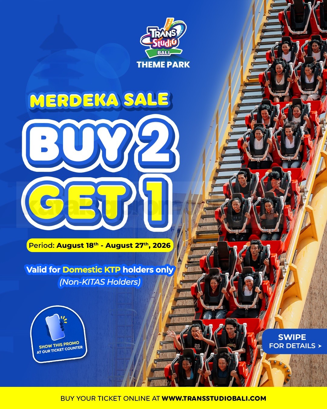 Promo Trans Studio Bali Merdeka Sale Buy 2 Get 1 Promo Trans Studio Bali Merdeka Sale Buy 2 Get 1 Tiket Masuk