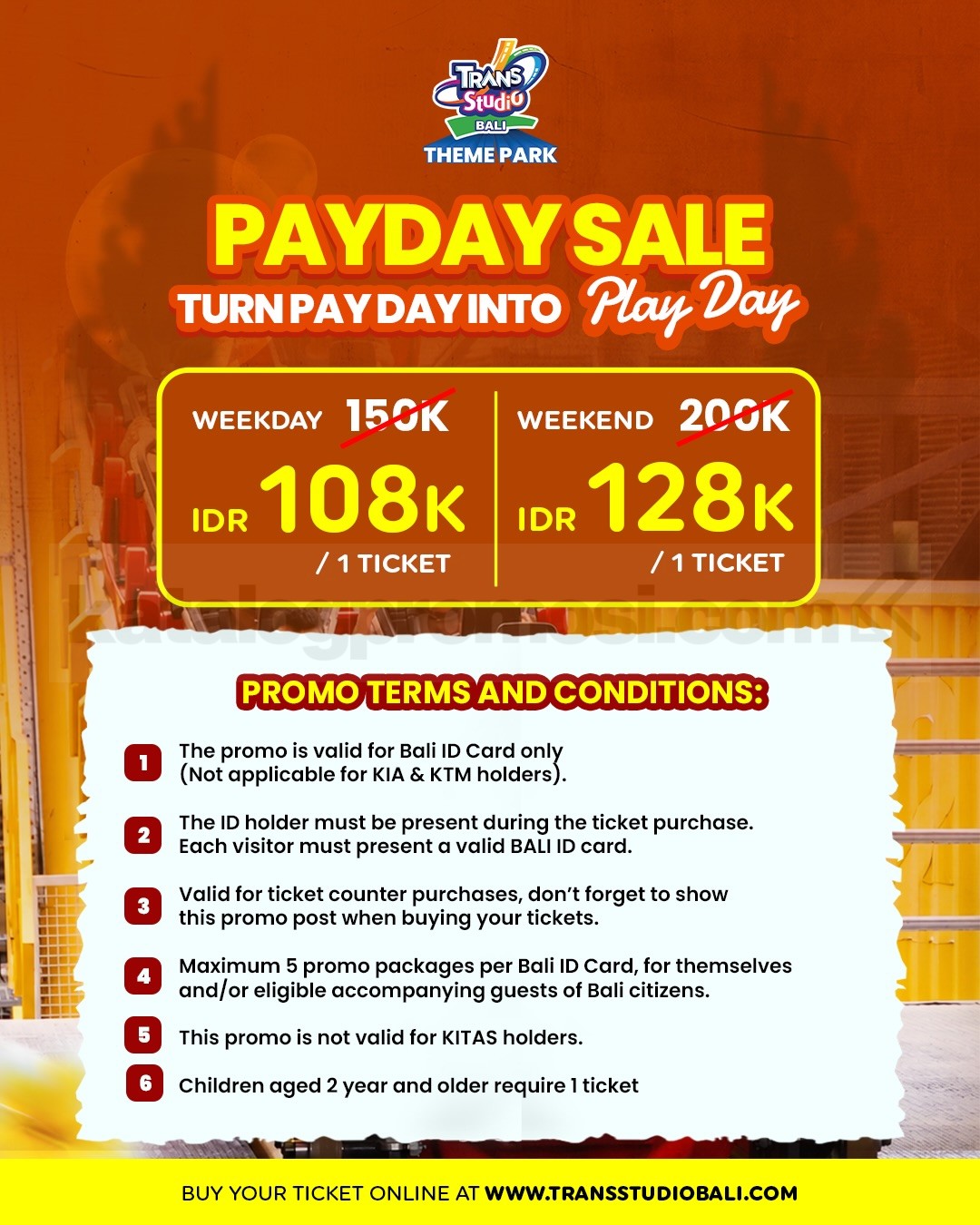 Promo Trans Studio Bali Payday Sale Tiket Mulai Rp. 108.000 Promo Trans Studio Bali Payday Sale Tiket Mulai Rp. 108.000 1