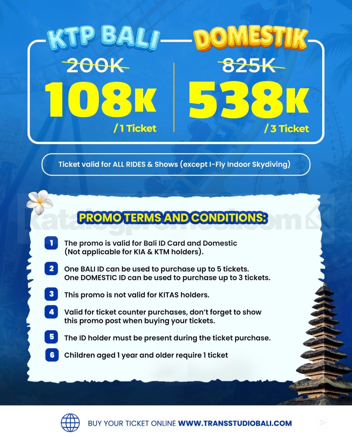 Promo Trans Studio Bali School Holiday Deals Mulai Rp. 108.000 Promo Trans Studio Bali School Holiday Deals Mulai Rp. 108.000 1