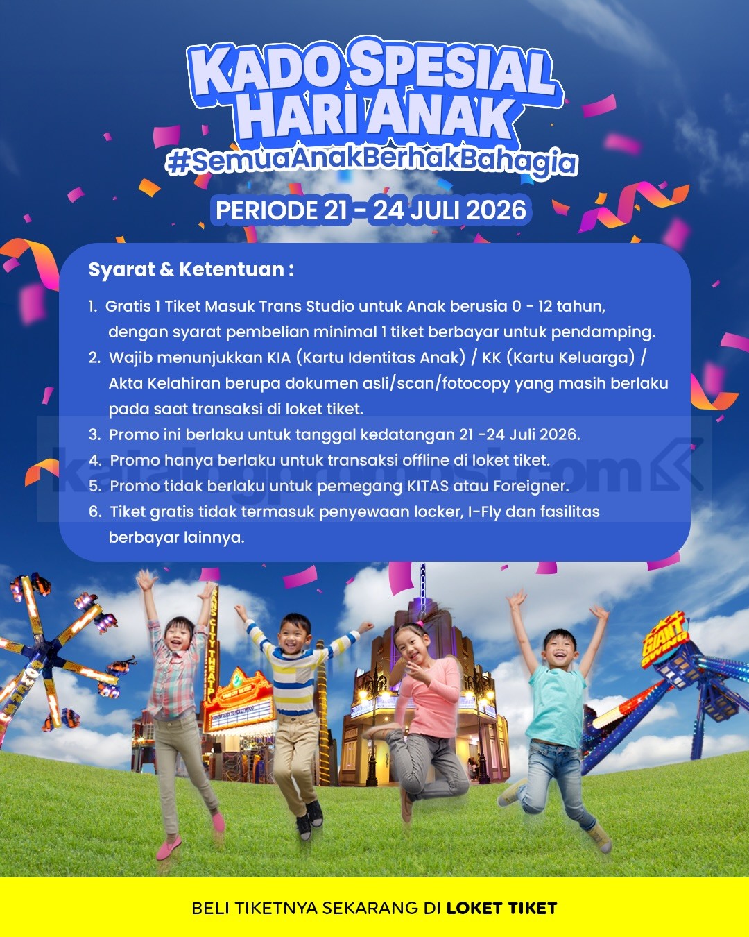 Promo Trans Studio Bandung Hari Anak Nasional Gratis Tiket Masuk Promo Trans Studio Bandung Hari Anak Nasional Gratis Tiket Masuk 1