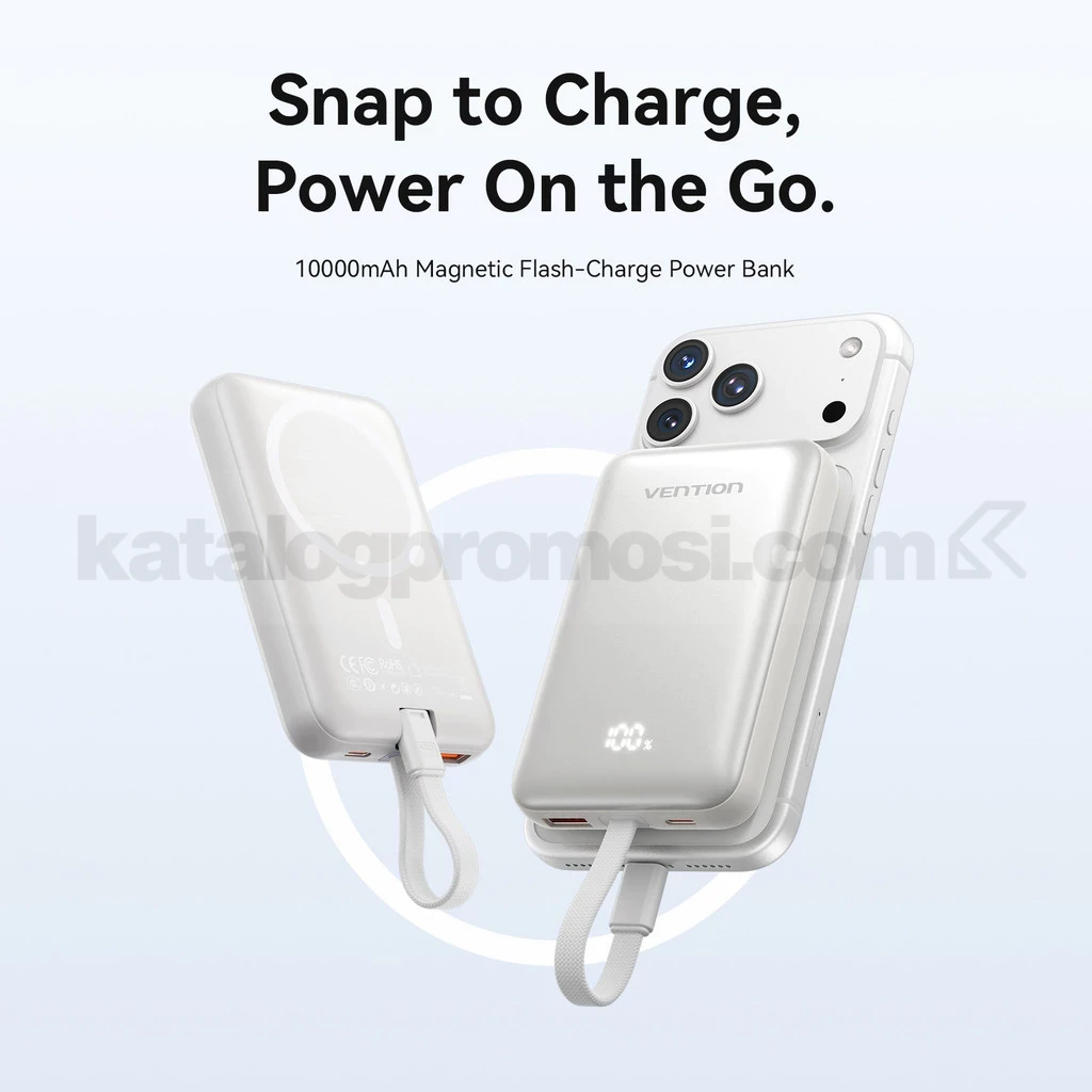 Promo Vention Magnetic Power Bank 10000mAh Fast Charging Promo Vention Magnetic Power Bank 10000mAh Fast Charging dengan wireless charging 15W dan magnet kuat 3500GS