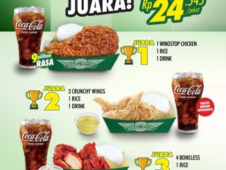 Promo Wingstop Hematnya Juara mulai Rp. 24.545 dengan paket ayam nasi dan minum hingga 30 Juni 2026