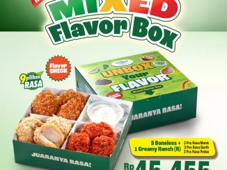 Promo Wingstop Mixed Flavor Box Rp. 45.455 berisi 9 Boneless dan Creamy Ranch dengan 9 pilihan rasa
