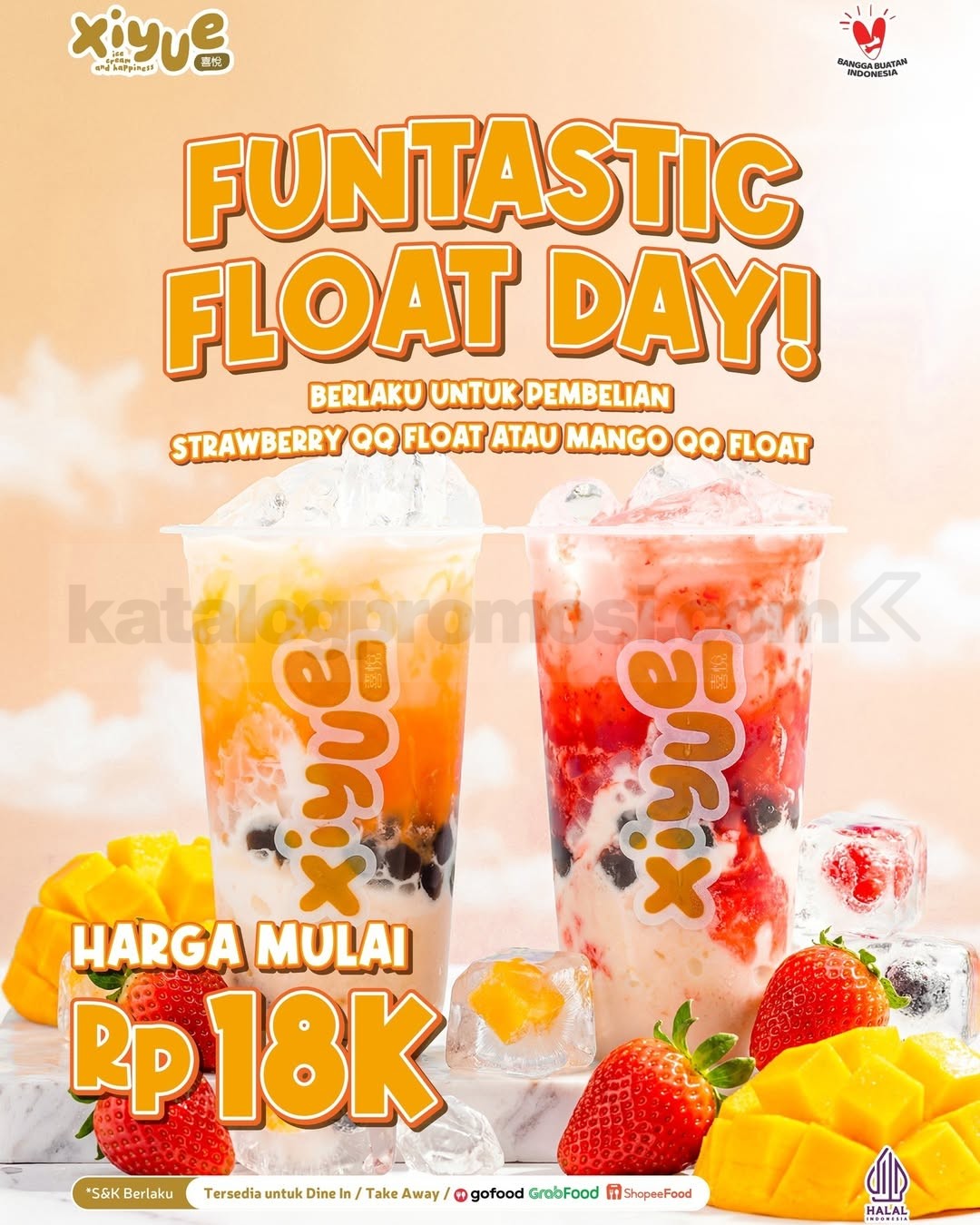 Promo XiYue Funtastic Float Day mulai Rp. 18.000 Promo XiYue Funtastic Float Day mulai Rp. 18.000 untuk Strawberry QQ Float dan Mango QQ Float selama Juni 2026
