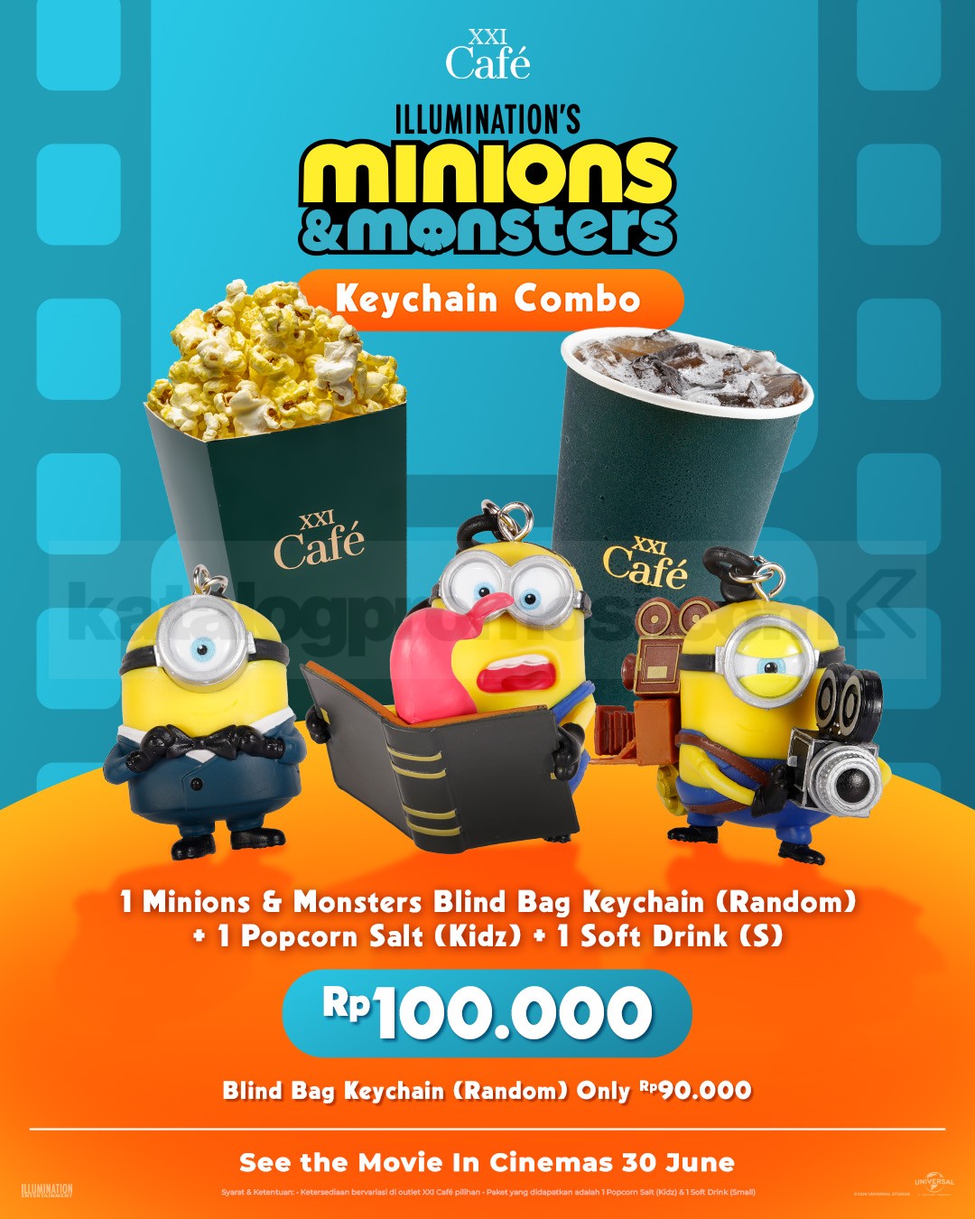 Promo XXI Café NEW! Minions & Monsters Blind Bag Keychain mulai Rp. 90.000 Promo XXI Café NEW! Minions & Monsters Blind Bag Keychain mulai Rp. 90.000 dengan pilihan paket bundling dan keychain random.