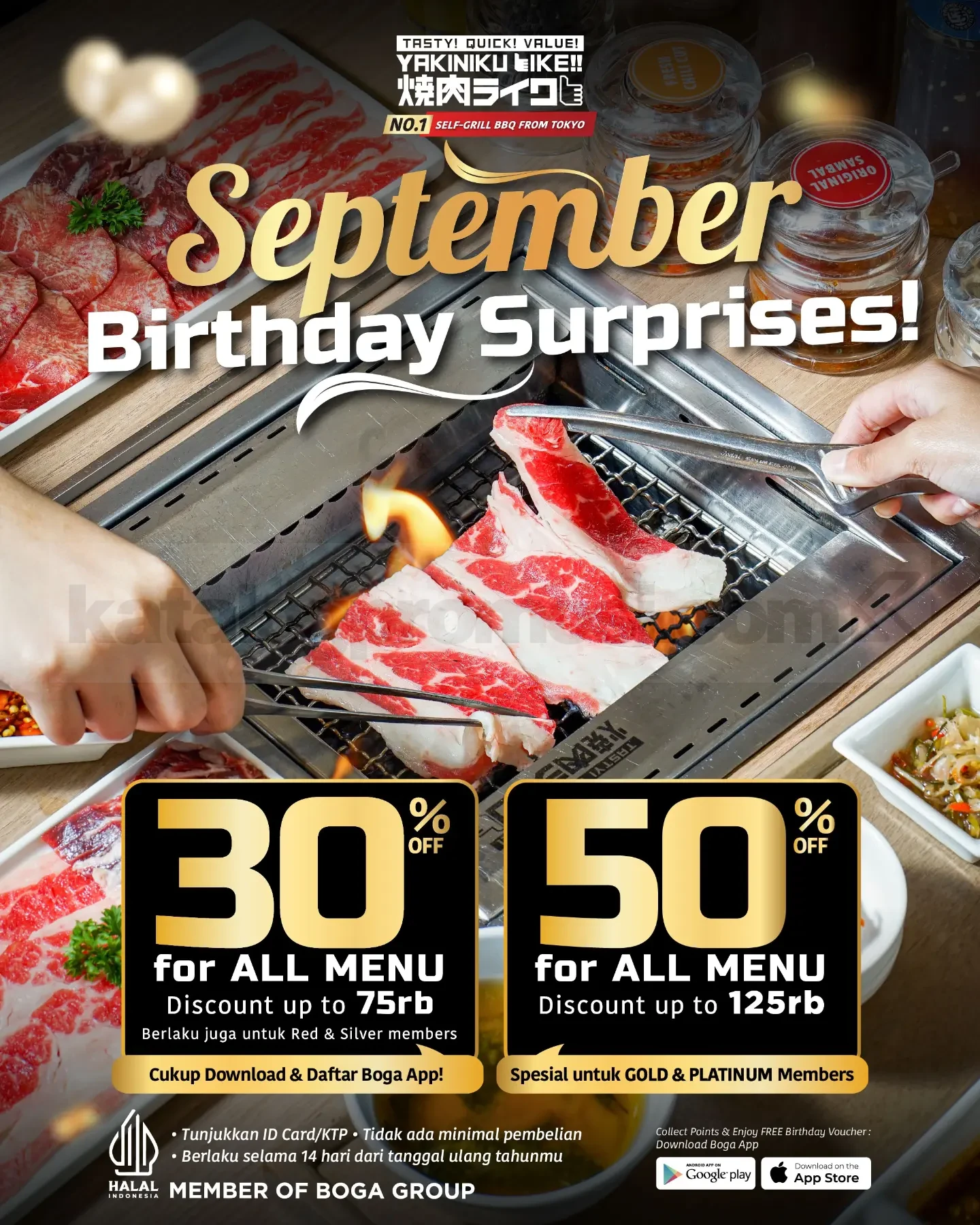 Promo Yakiniku Like Birthday Surprises Diskon hingga 50% Promo Yakiniku Like Birthday Surprises diskon hingga 50% untuk ulang tahun September 2026