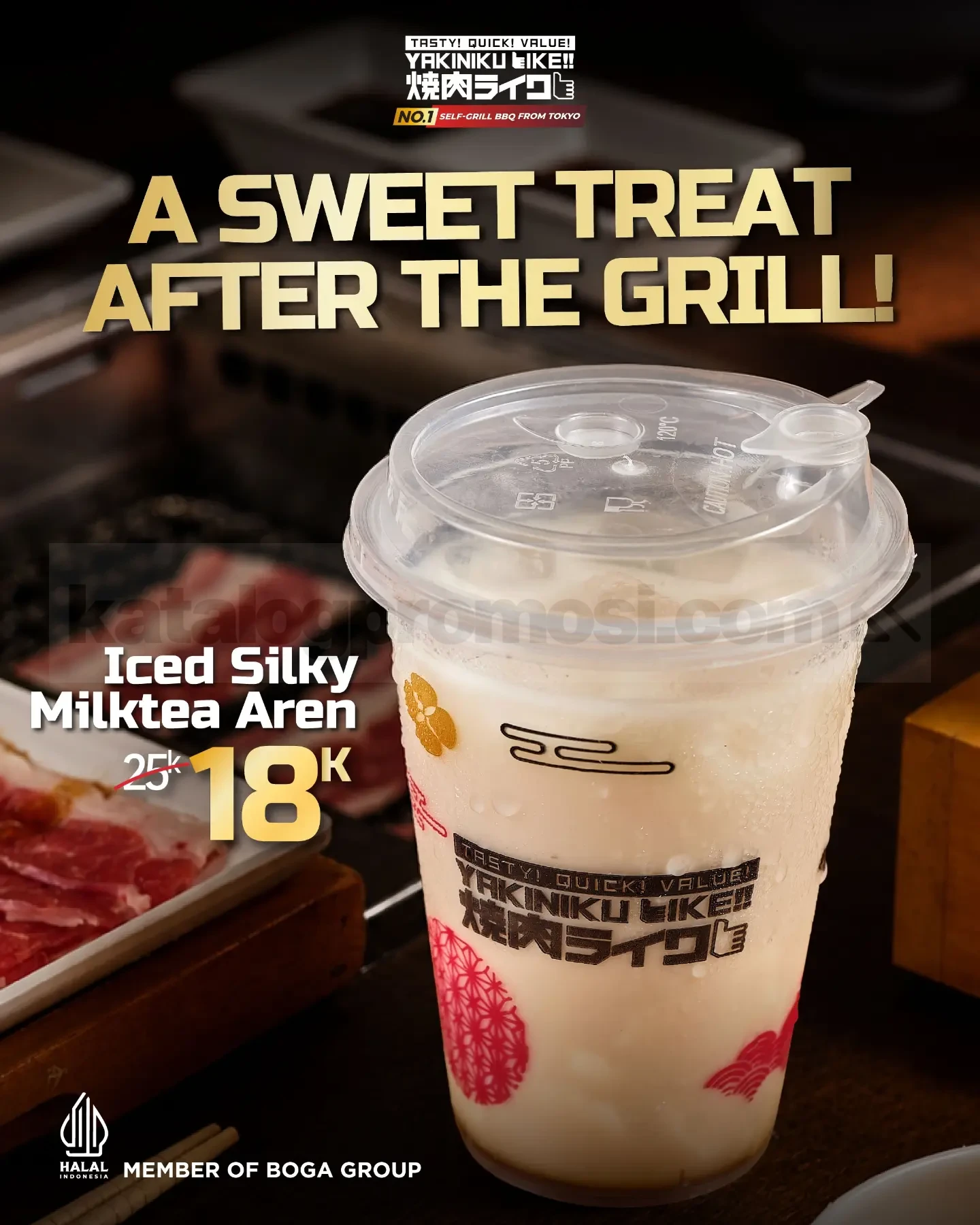 Promo Yakiniku Like Iced Silky Milktea Aren Rp. 18.000 Promo Yakiniku Like Iced Silky Milktea Aren Rp. 18.000 dengan milktea creamy dan silky pudding lembut