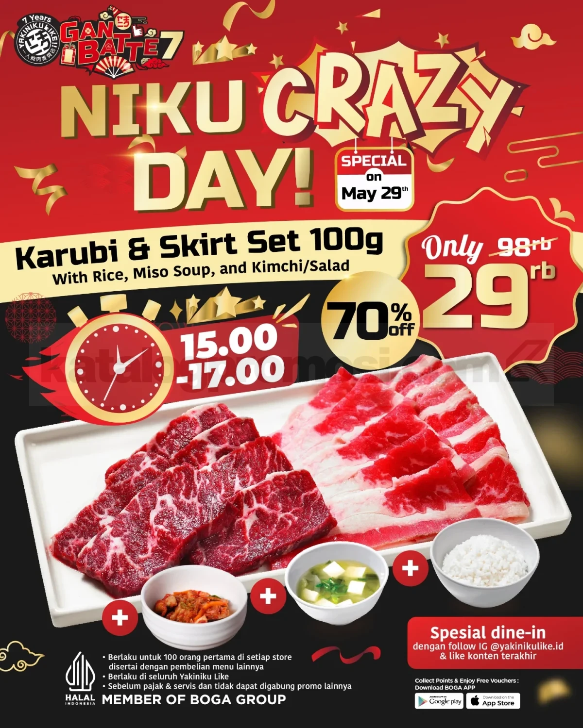Promo Yakiniku Like Niku Crazy Day Karubi & Skirt Set Rp. 29.000 Promo Yakiniku Like Niku Crazy Day Karubi & Skirt Set Rp. 29.000 1