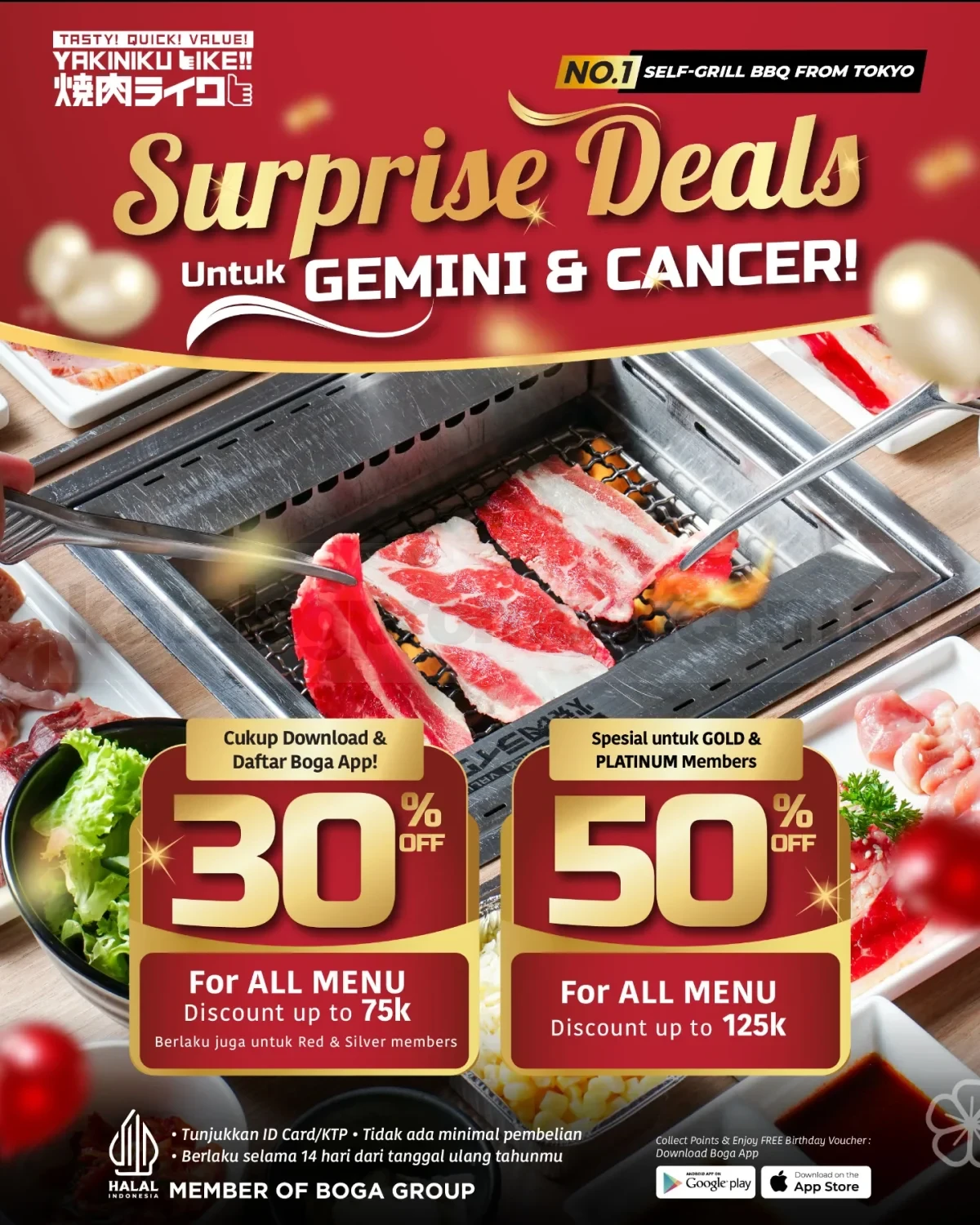 Promo Yakiniku Like Surprise Deals Diskon hingga 50% Promo Yakiniku Like Surprise Deals Diskon hingga 50% ulang tahun member Boga App