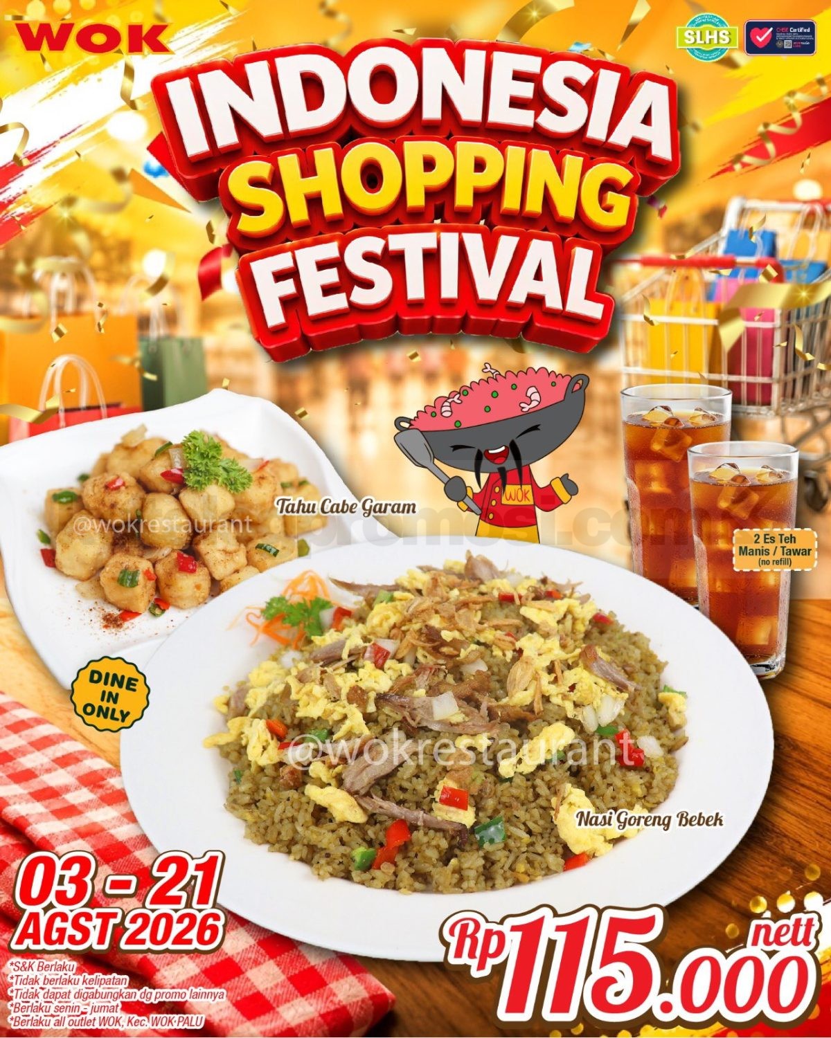 Promo WOK Indonesia Shopping Festival Rp. 115.000 Promo WOK Indonesia Shopping Festival paket Nasi Goreng Bebek Rp. 115.000
