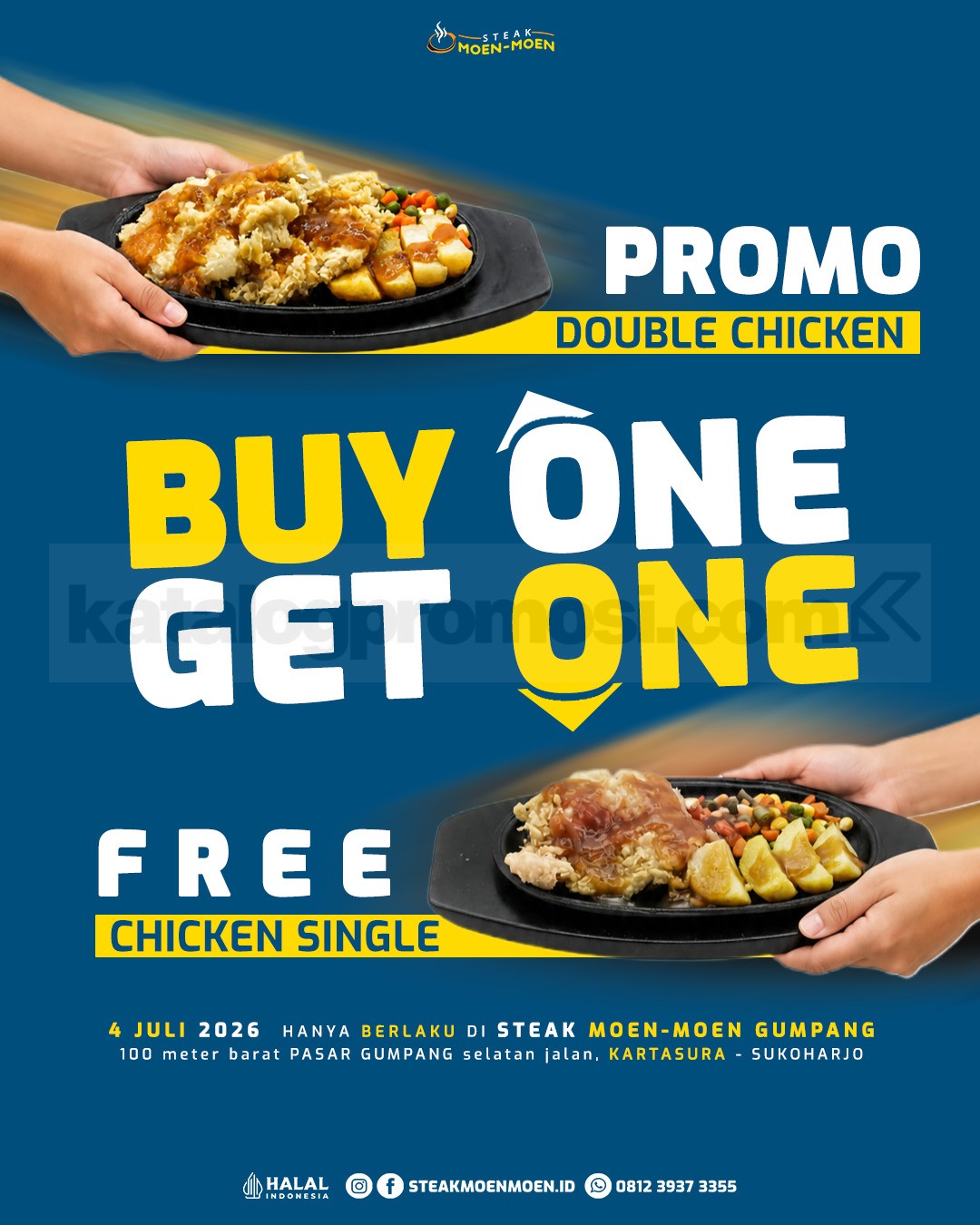 Promo Steak Moen Moen Buy 1 Get 1 Double Chicken Promo Steak Moen Moen Buy 1 Get 1 Double Chicken gratis Chicken Hotplate di outlet Gumpang.
