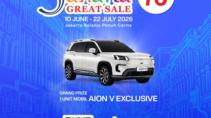 Festival Jakarta Great Sale 2026 di Grand Indonesia dengan diskon hingga 70% dan hadiah mobil AION V Exclusive