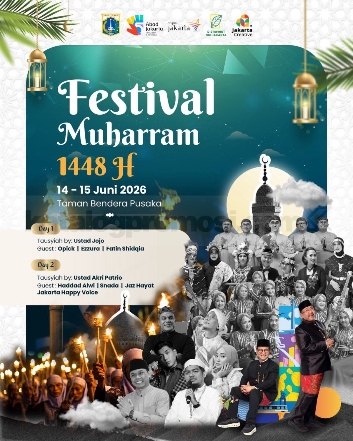 Festival Muharram 1448 H di Taman Bendera Pusaka Festival Muharram 1448 H di Taman Bendera Pusaka Jakarta dengan tausiyah, musisi religi, dan video mapping.