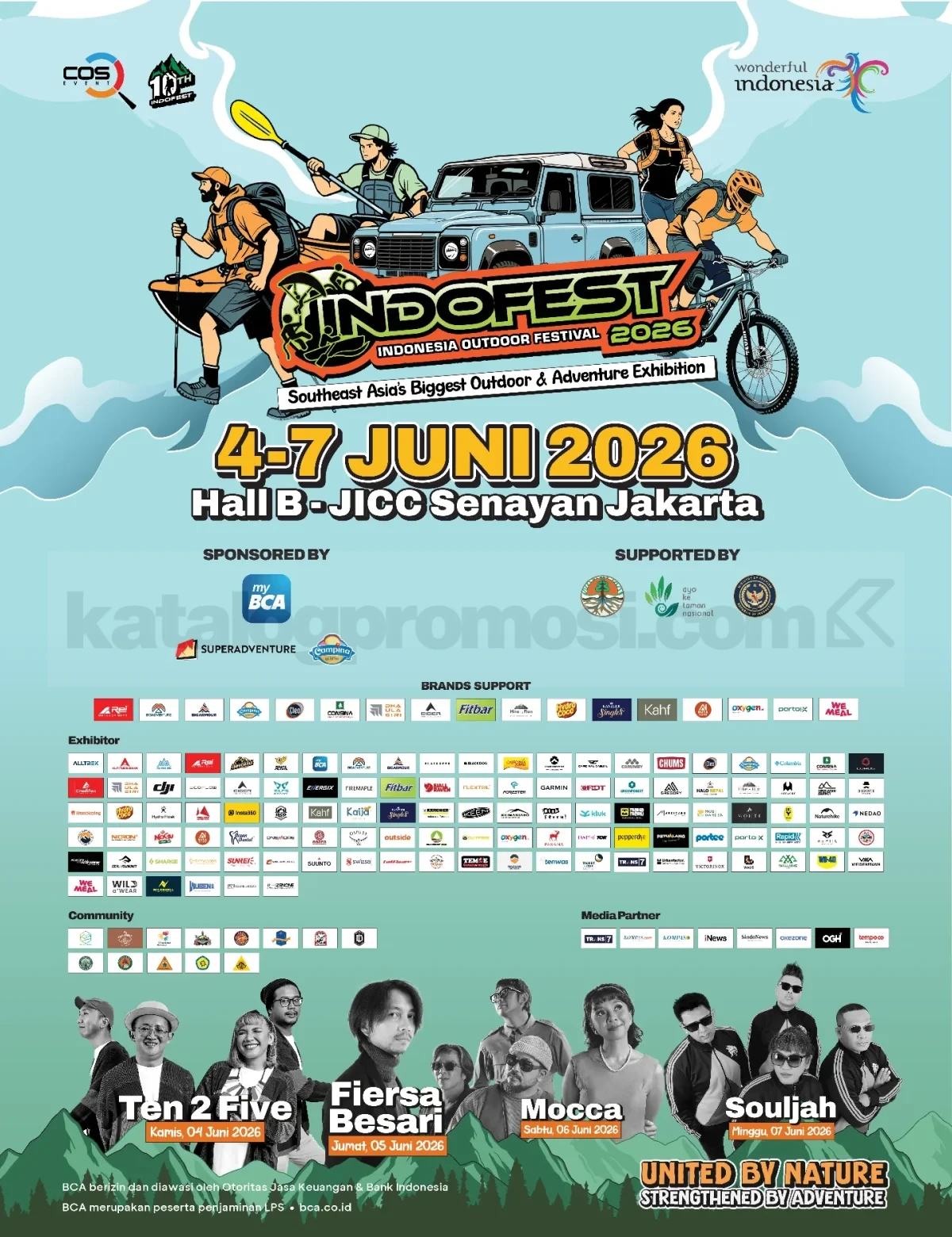 Indofest 2026 di Hall B JICC Senayan Indofest 2026 di Hall B JICC Senayan pada 4 hingga 7 Juni 2026 dengan brand dan komunitas outdoor.