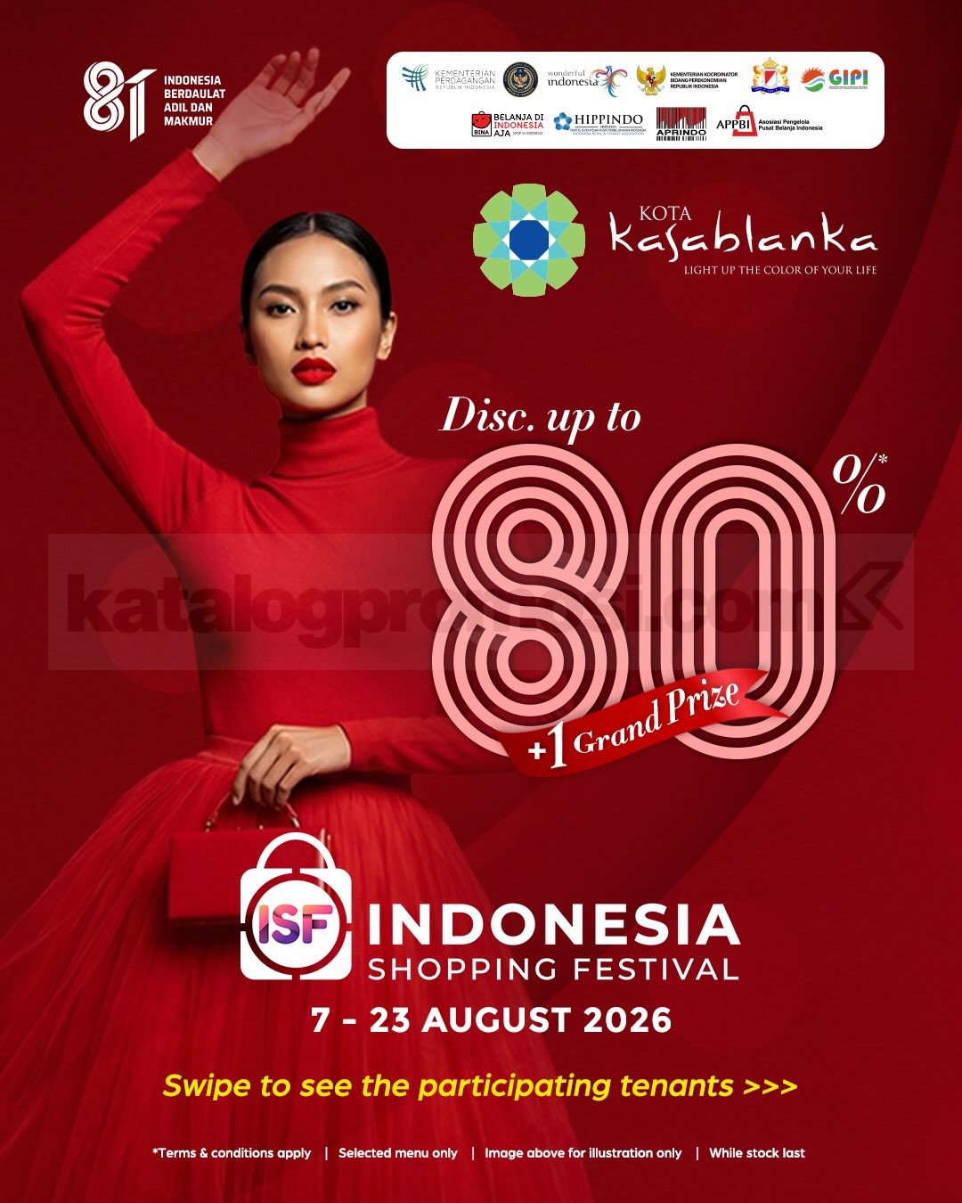 Indonesia Shopping Festival di Kota Kasablanka Indonesia Shopping Festival di Kota Kasablanka dengan diskon tenant hingga 80% dan Grand Prize menarik