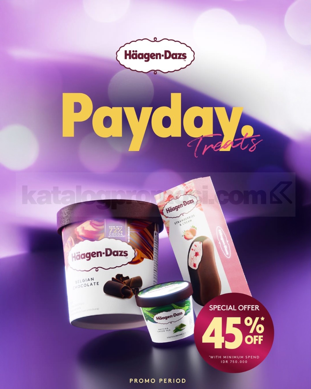 Promo Häagen-Dazs Payday Treats Diskon 45% Promo Häagen-Dazs Payday Treats Diskon 45% dengan minimum pembelian Rp. 750.000.