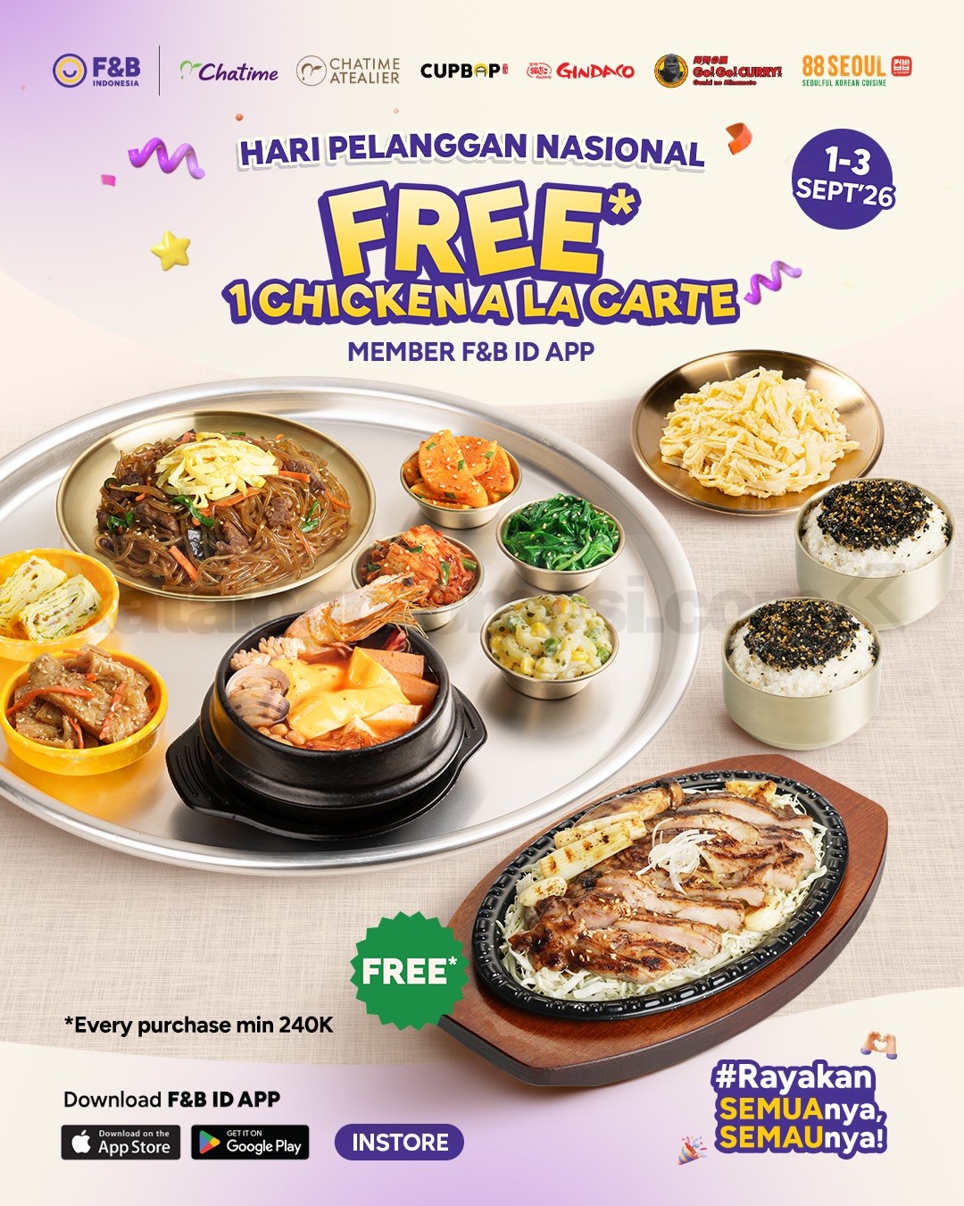 Promo 88 Seoul Hari Pelanggan Nasional FREE Chicken A La Carte Promo 88 Seoul Hari Pelanggan Nasional FREE Chicken A La Carte dengan minimum pembelian Rp240K